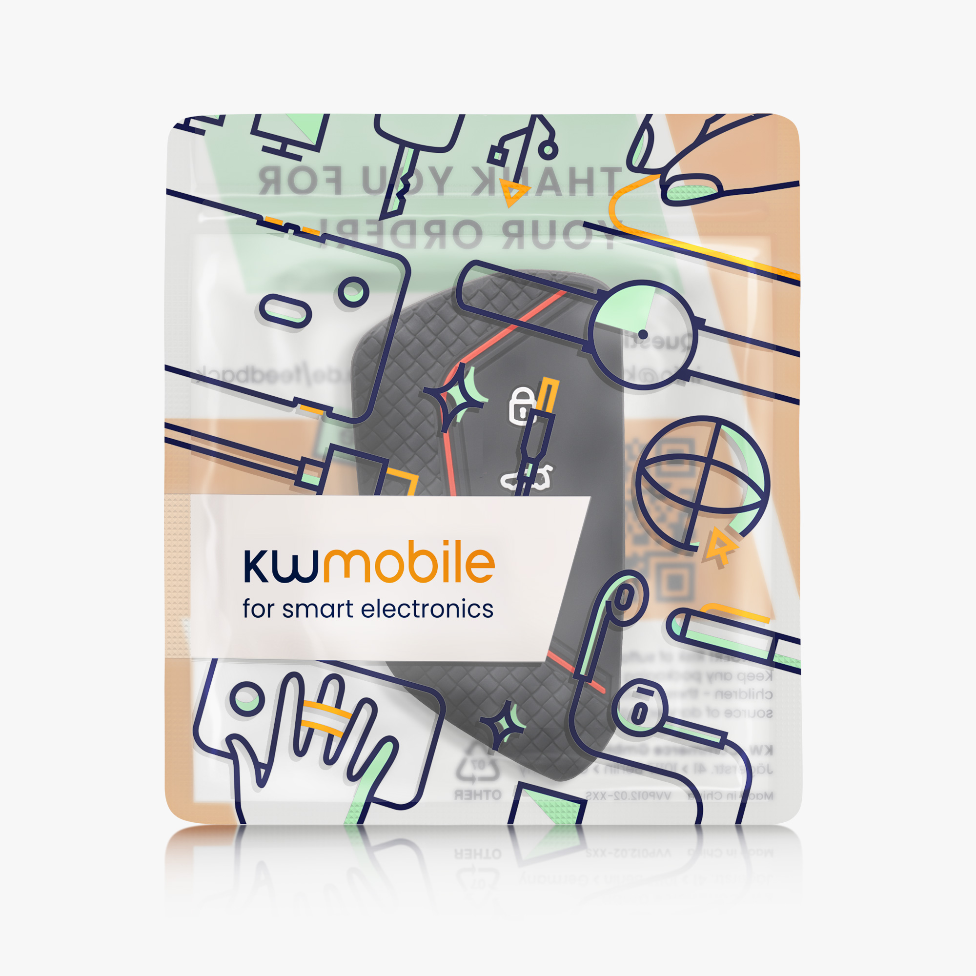 Pouzdro na klíč od auta kwmobile pro VW Golf 8, ID.3/ID.4/ID.5/ID.7, Seat/Škoda/Cupra - bílá / černá / červená