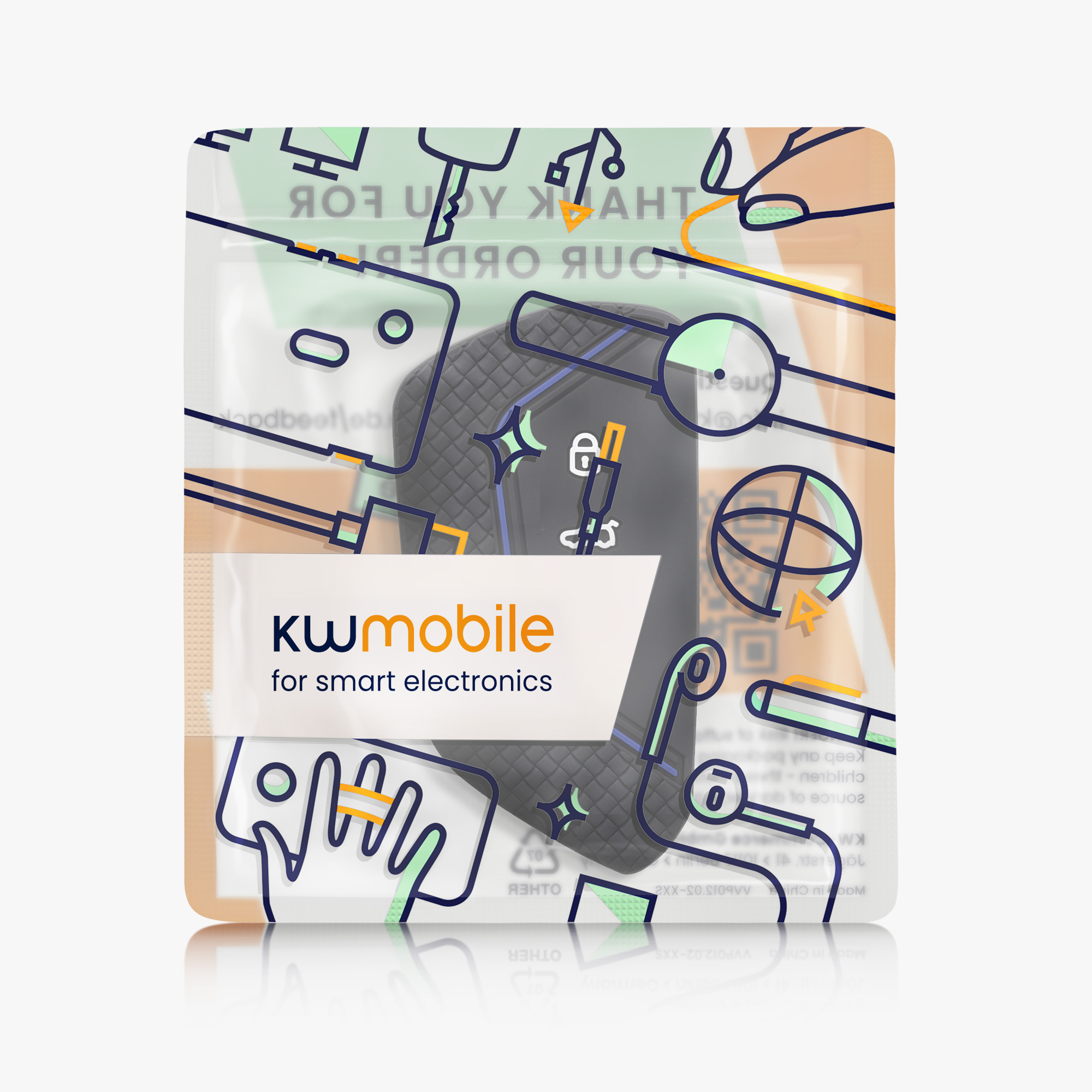 Pouzdro na klíč od auta kwmobile pro VW Golf 8, ID.3/ID.4/ID.5/ID.7, Seat/Škoda/Cupra - bílá / černá / modrá