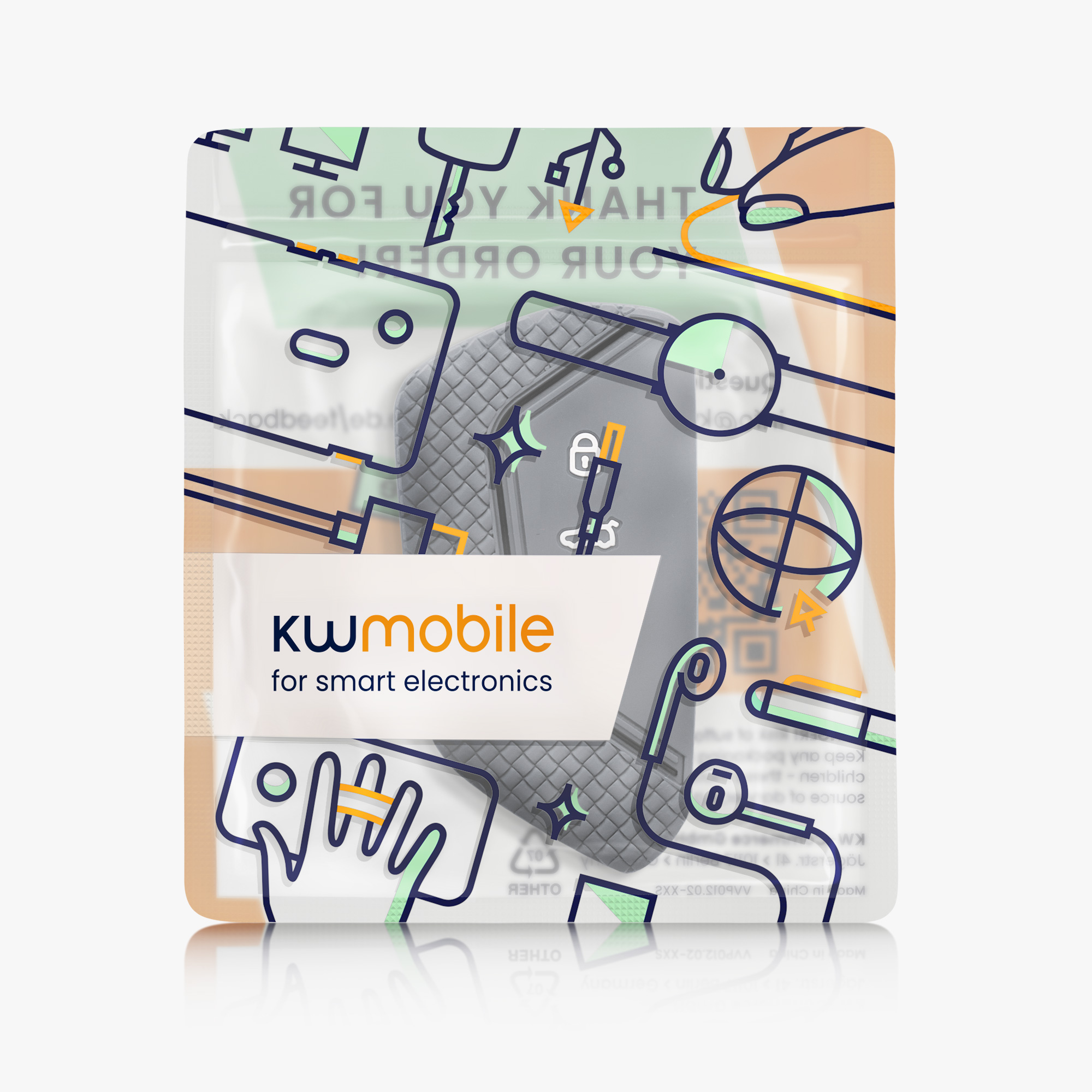 Pouzdro na klíč od auta kwmobile pro VW Golf 8, ID.3/ID.4/ID.5/ID.7, Seat/Škoda/Cupra - bílá / šedá / černá