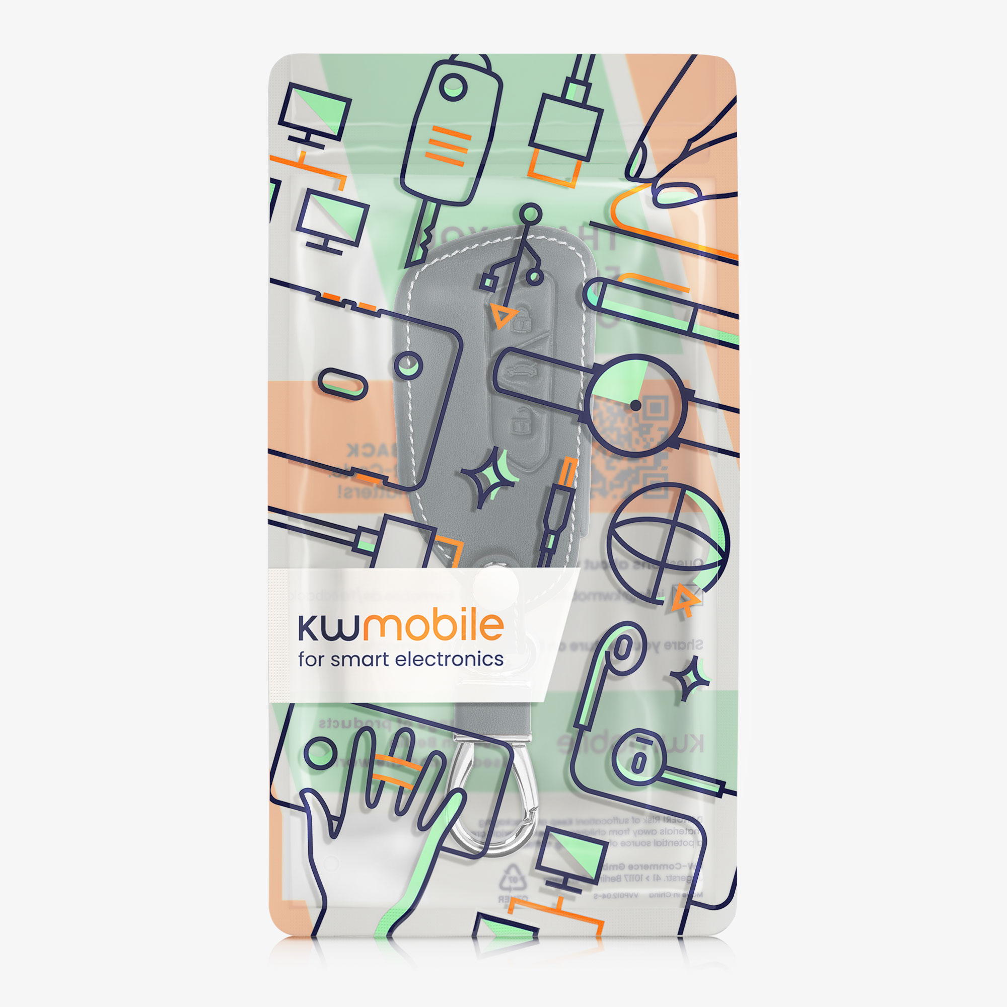 Pouzdro na klíč od auta kwmobile pro VW Golf 8, ID.3/ID.4/ID.5/ID.7, Seat/Škoda/Cupra - antracitová