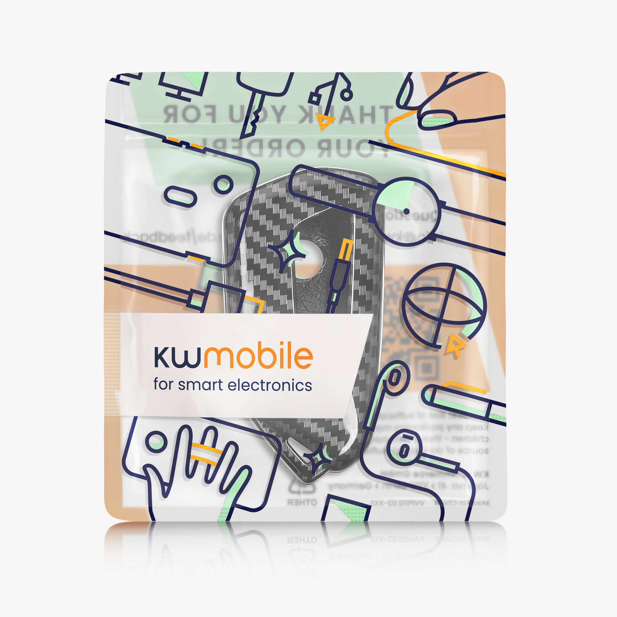 Pouzdro na klíč od auta kwmobile pro VW Golf 8, ID.3/ID.4/ID.5/ID.7, Seat/Škoda/Cupra - karbonově černá