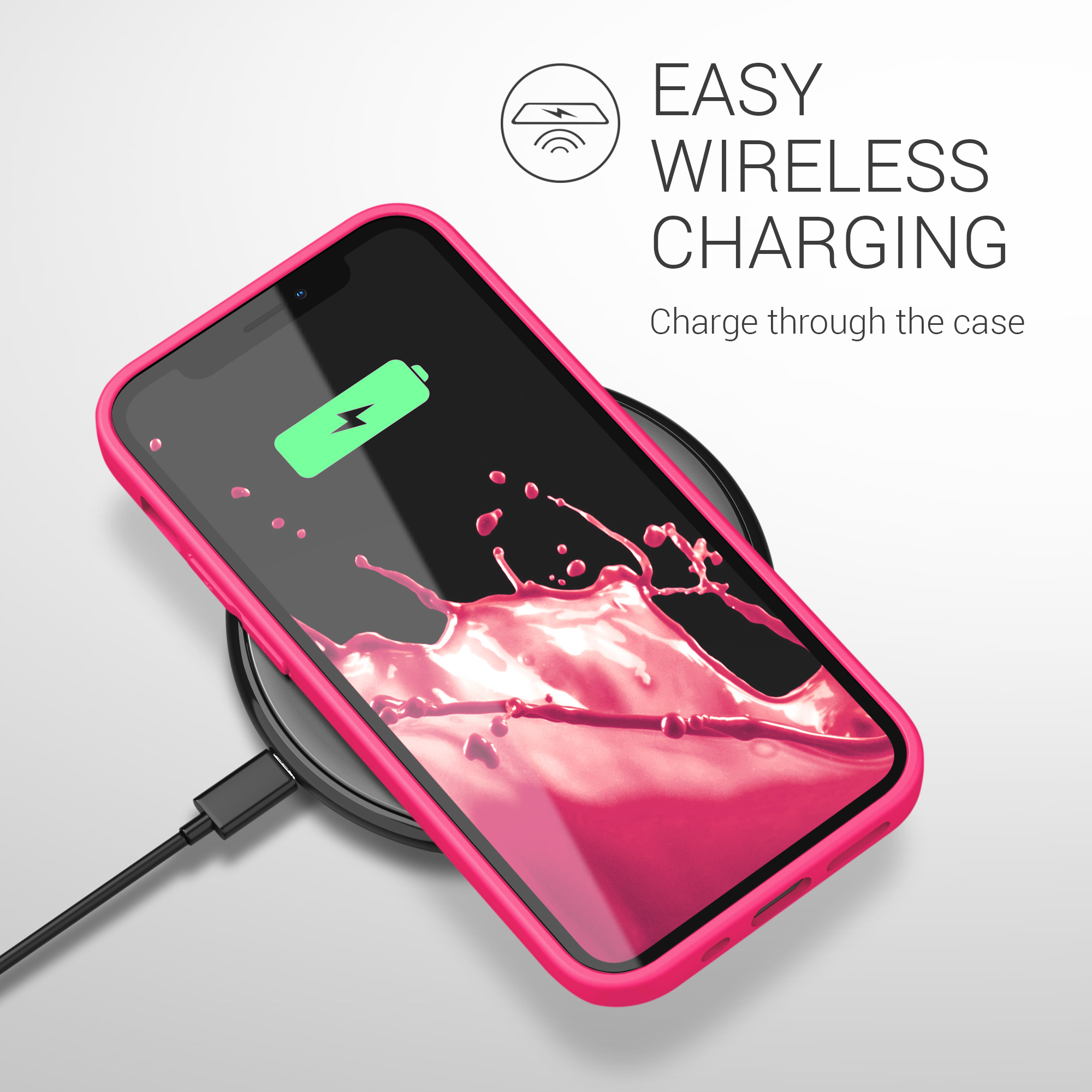 Silikonový kryt kwmobile pro iPhone 12 mini - neonově růžová
