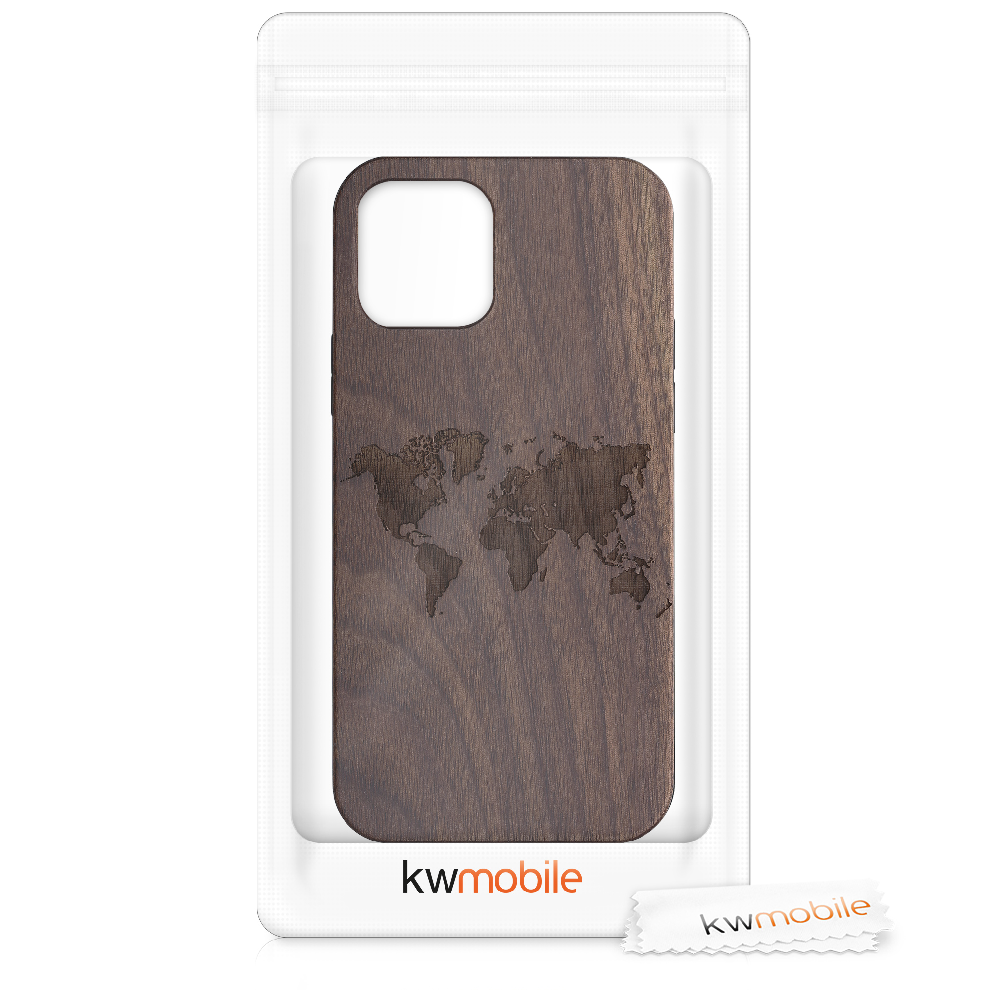 Dřevěný kryt kwmobile pro iPhone 12 / iPhone 12 Pro - tmavě hnědá