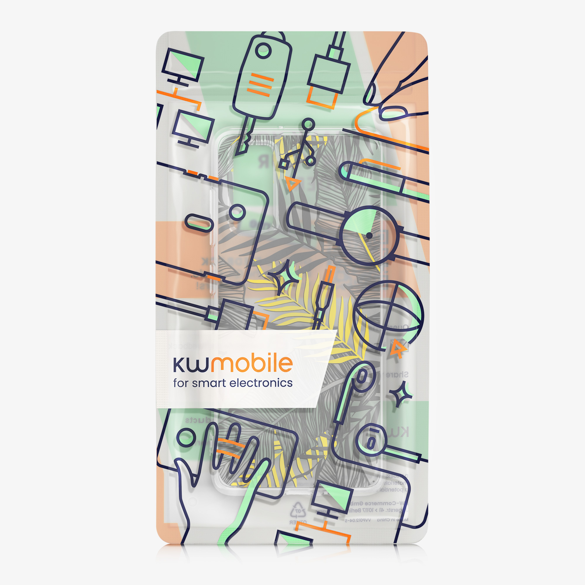 Čirý kryt na mobil Samsung Galaxy S20 FE kwmobile Palm Leaves žluto-šedo-transparentní