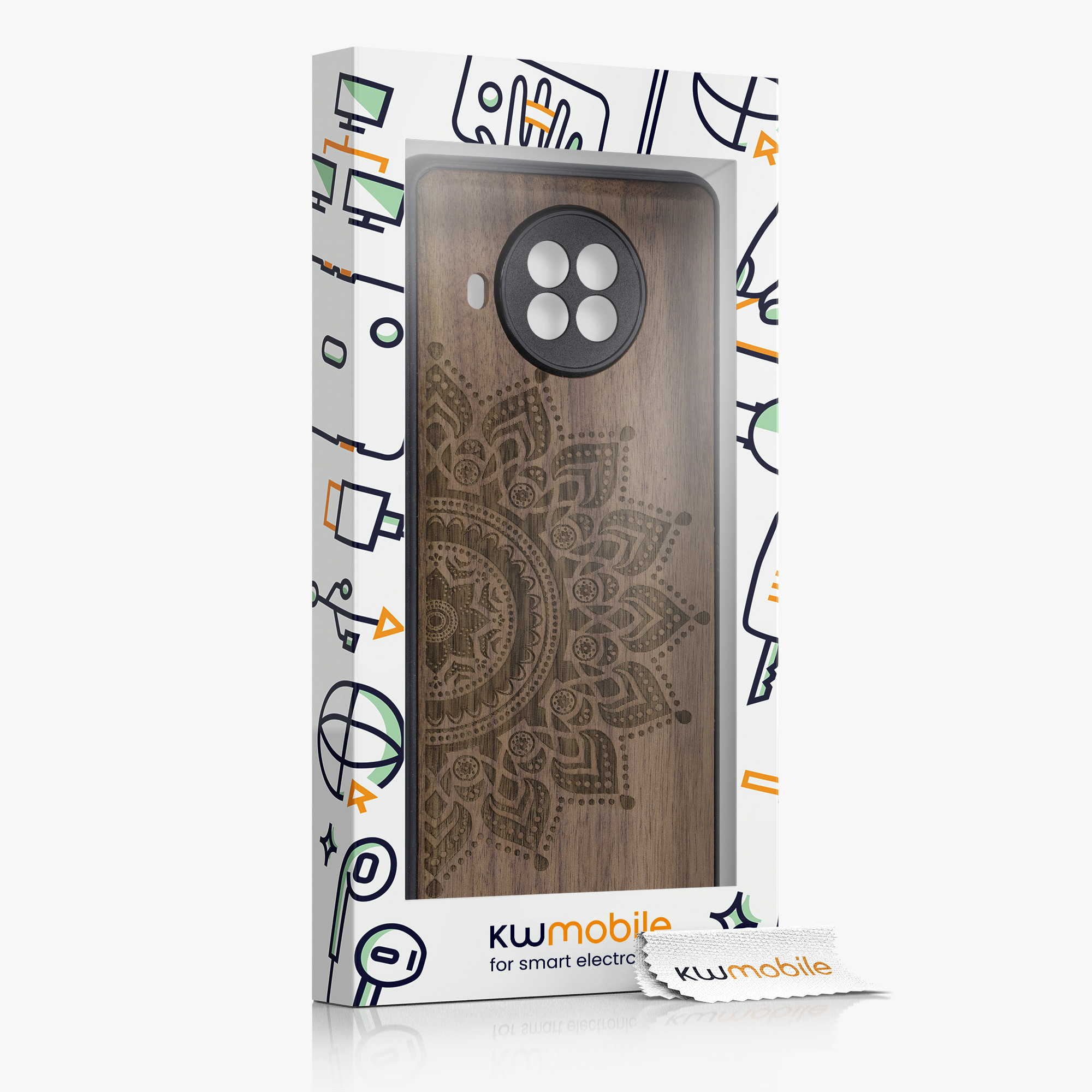 Dřevěný kryt kwmobile Xiaomi Mi 10T Lite, Hard Cover in Dark Brown