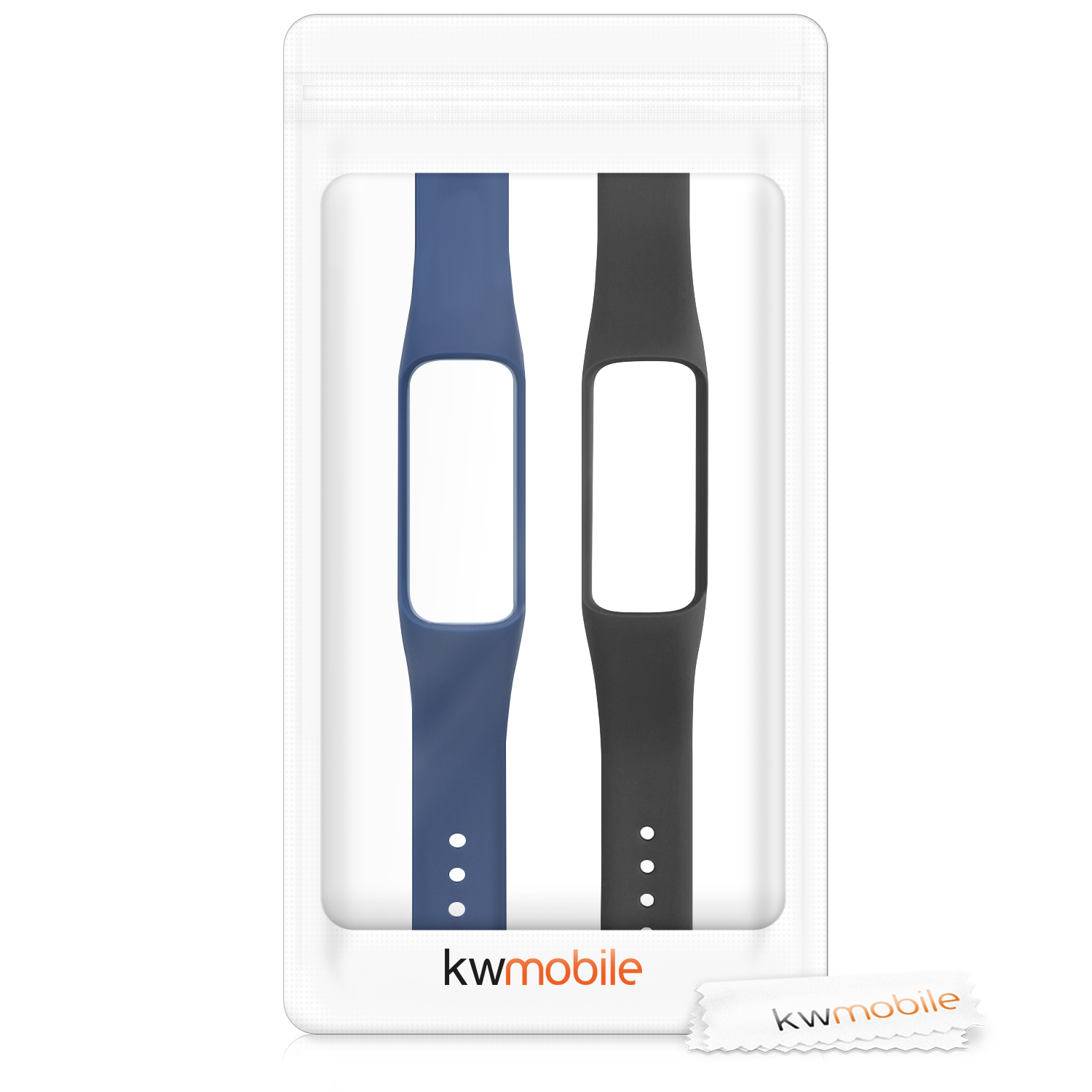 Silikonový řemínek na chytré hodinky Samsung Galaxy Fit 2 kwmobile 2 ks černo-tmavě modrý