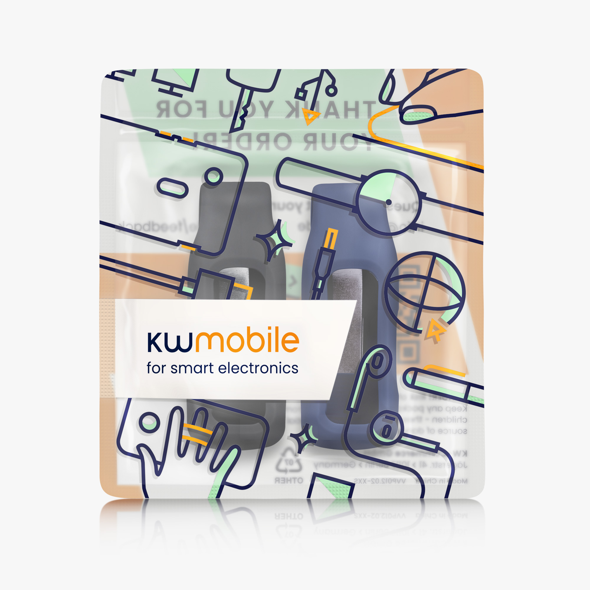 2x Ochranný obal na fitness tracker kwmobile pro Fitbit Inspire 3 / Inspire 2 / Ace 3… - černá / tmavě modrá