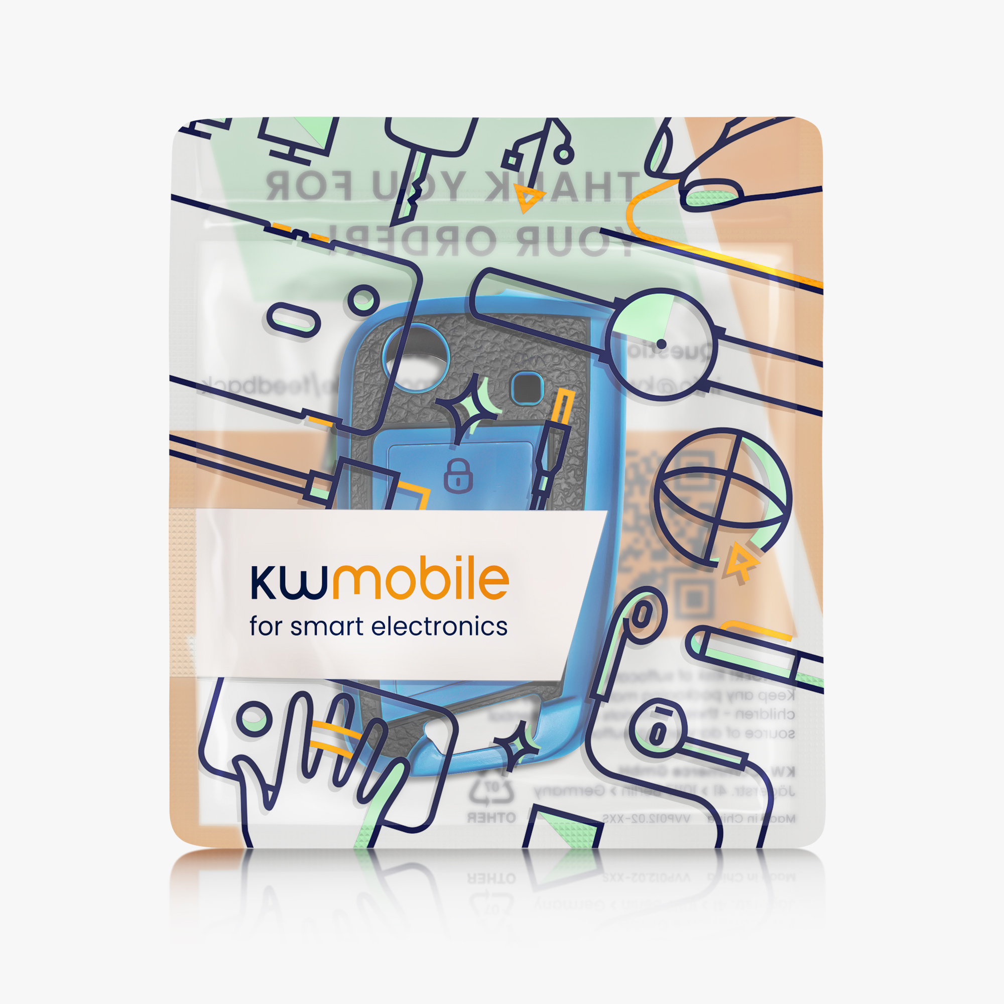 Pouzdro na klíč kwmobile pro VW Golf 7 MK7 3tlačítkový klíč - modrá / černá
