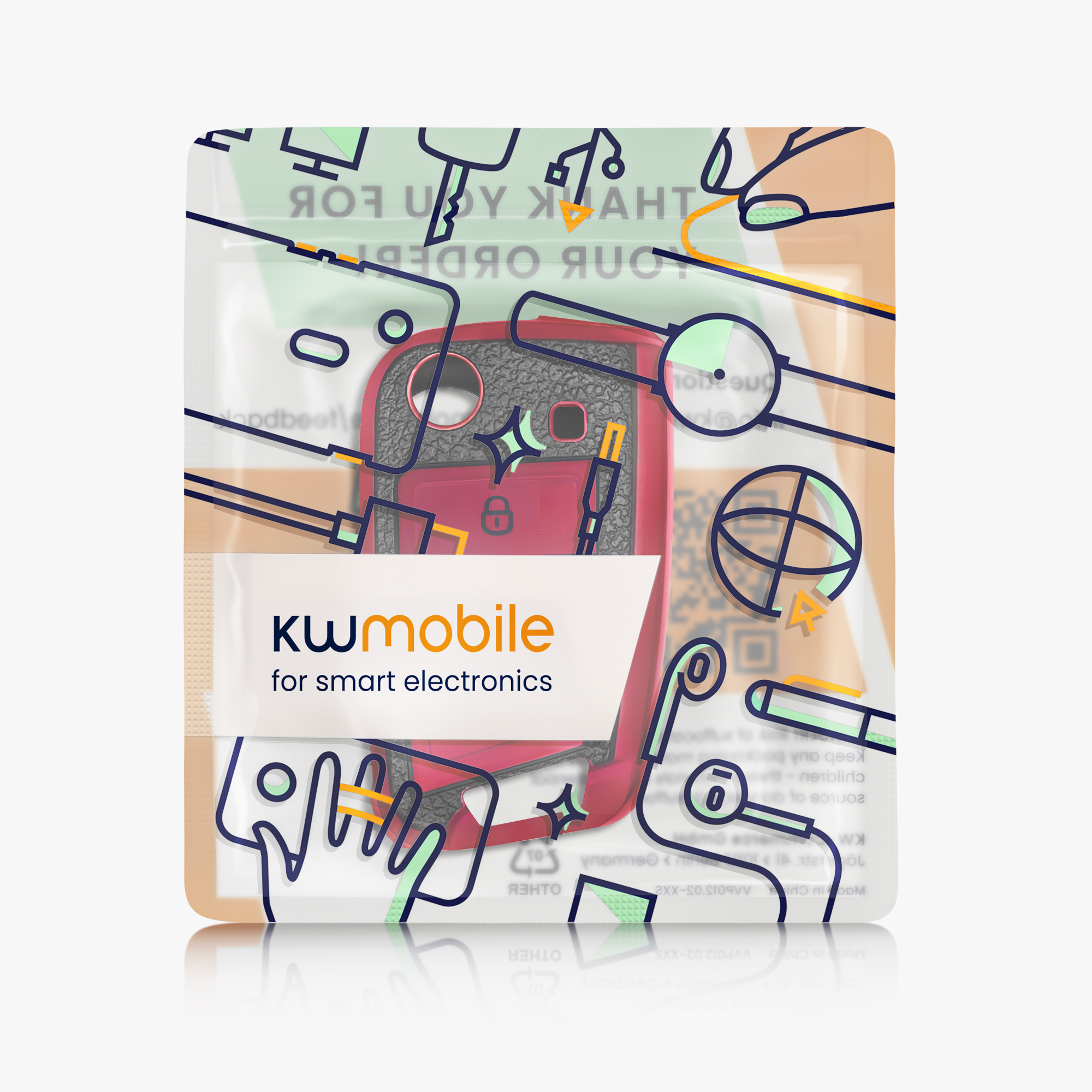 Pouzdro na klíč kwmobile pro VW Golf 7 MK7 3tlačítkový klíč - červená / černá