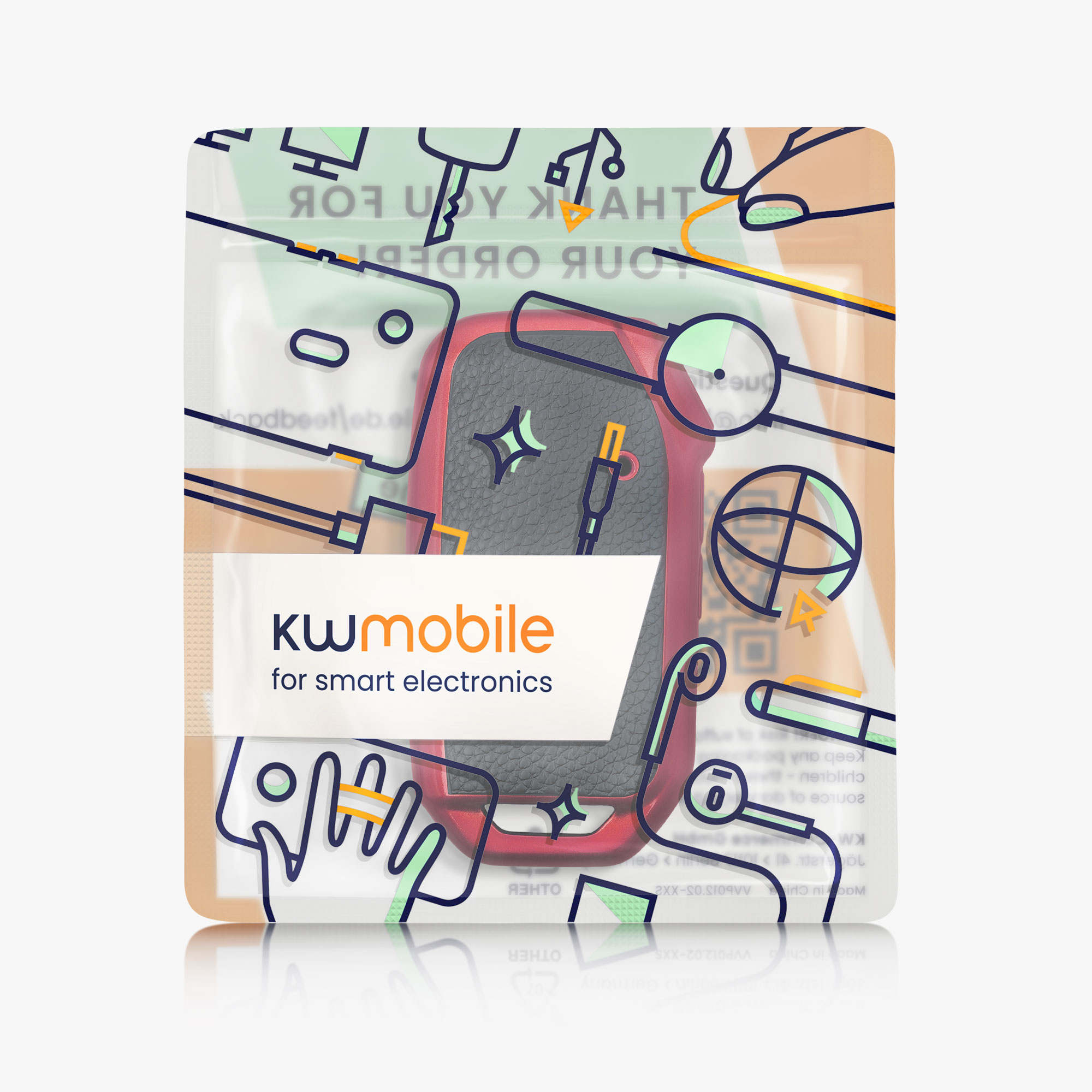 Pouzdro na klíč od auta kwmobile pro Kia 3 Button Car Key Smart Key - červená / černá