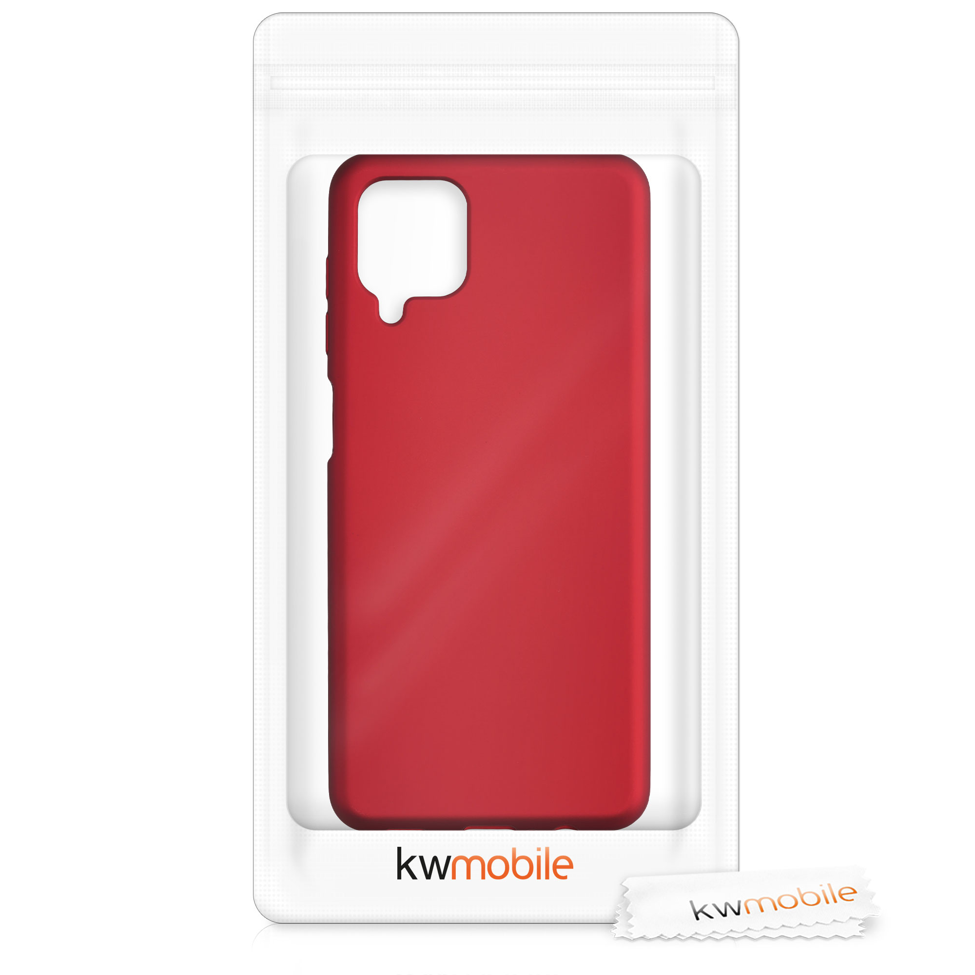 Kryt na mobil Samsung Galaxy A12 kwmobile Metallic metalicky tmavě červený