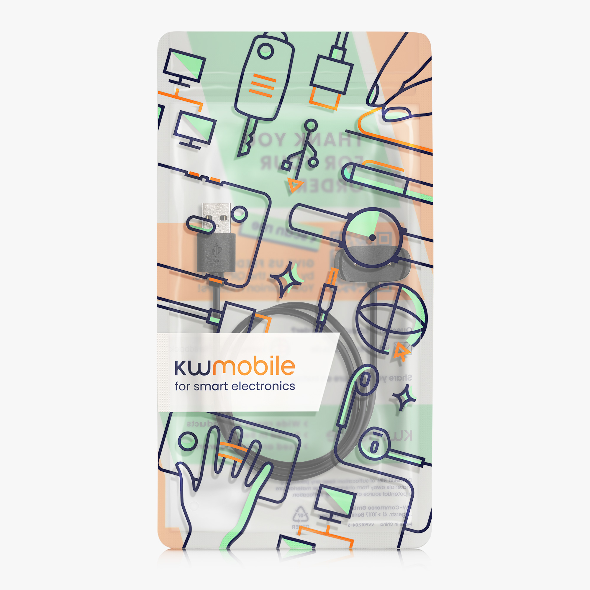 Nabíjecí kabel pro Huami Amazfit Bip U / Bip U Pro / GTS 2e / GTR 2e / GTS 2 Mini / Pop kwmobile - černá