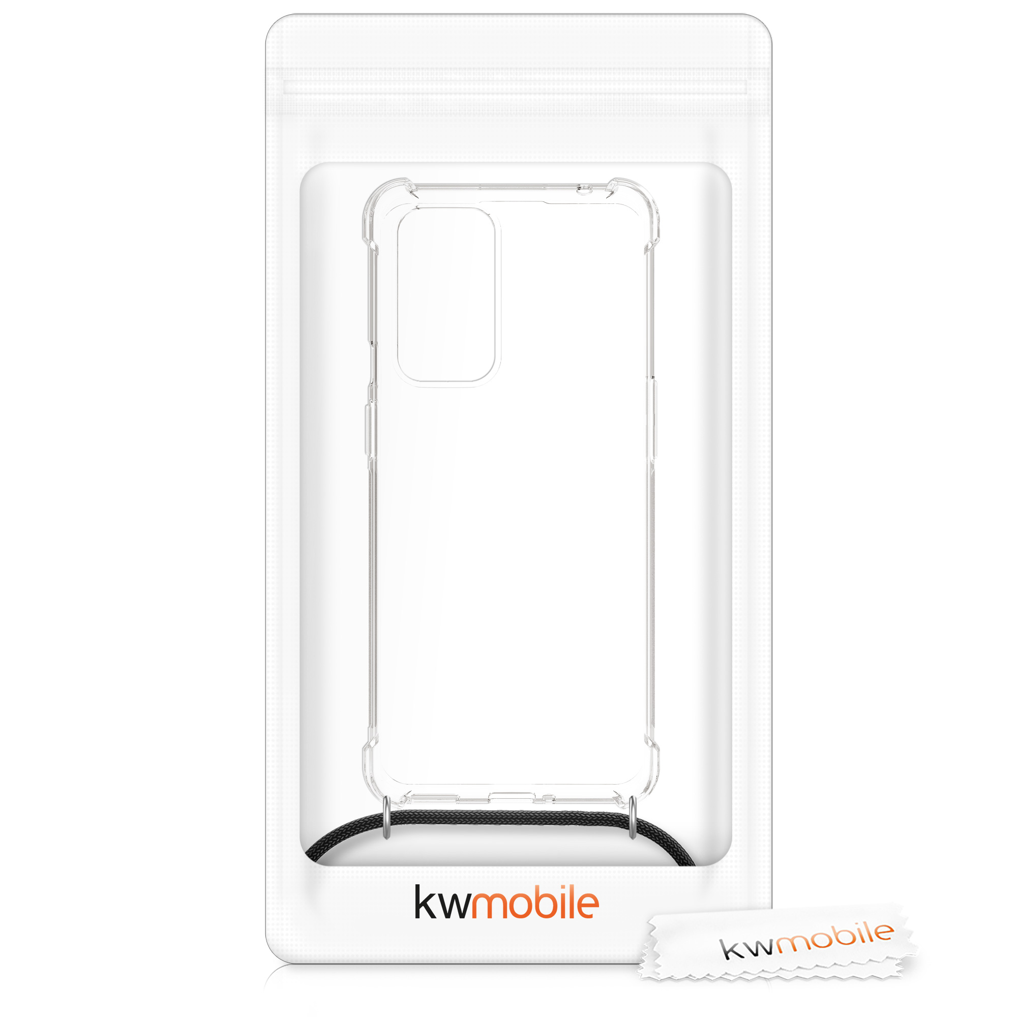 Kryt na mobil OnePlus 9 Pro kwmobile crossbody se šňůrkou černá / transparentní