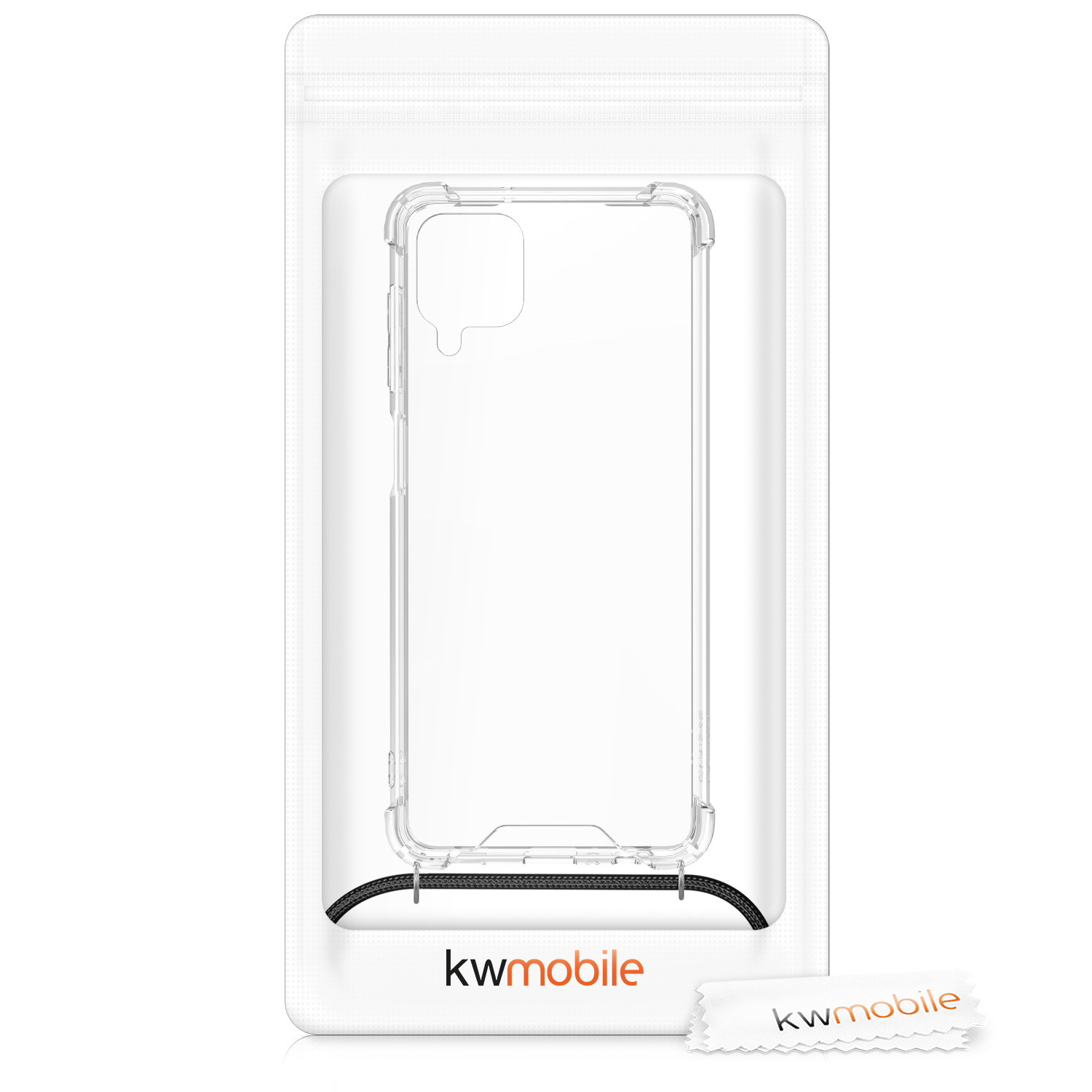 Crossbody kryt na mobil Samsung Galaxy A12 Case kwmobile černo-transparentní