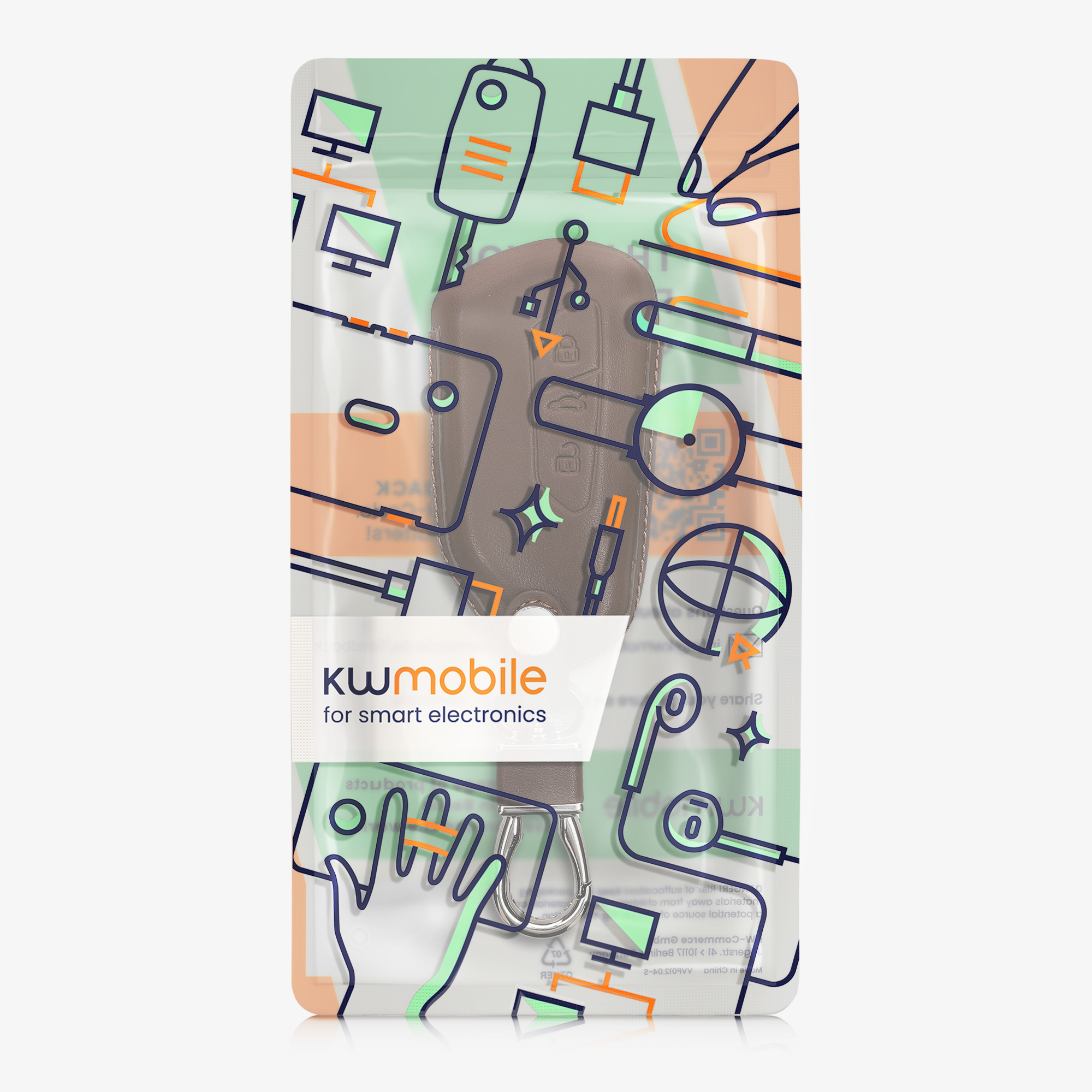 Pouzdro na klíč od auta kwmobile pro VW Golf 8, ID.3/ID.4/ID.5/ID.7, Seat/Škoda/Cupra - tmavě hnědá
