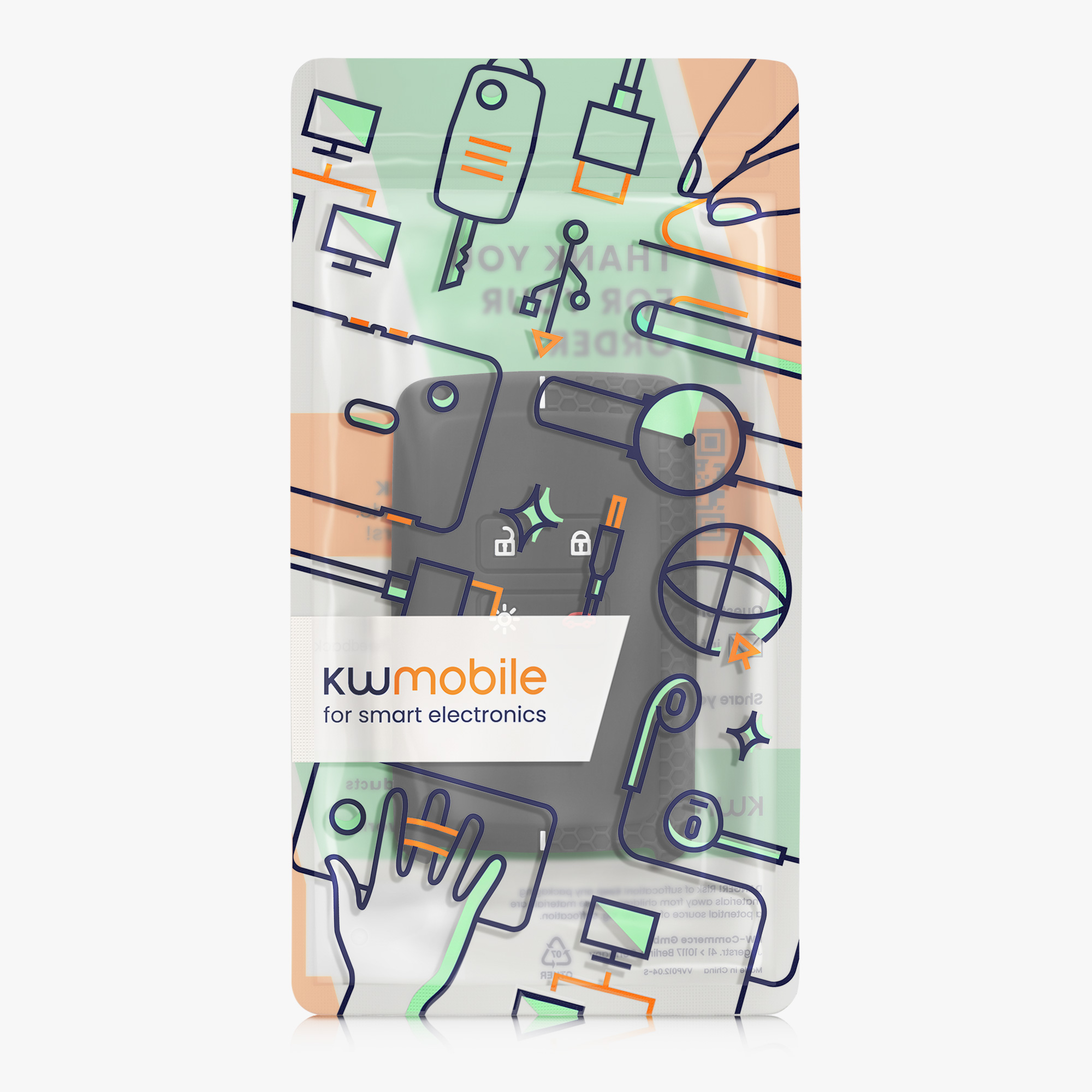 kwmobile pouzdro na klíč Renault 4 - černá / bílá