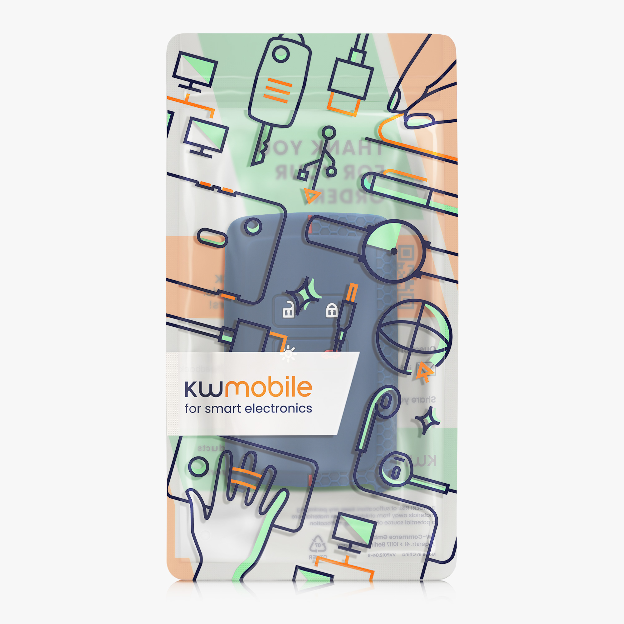 kwmobile pouzdro na klíč Renault 4 - tmavě modrá / červená