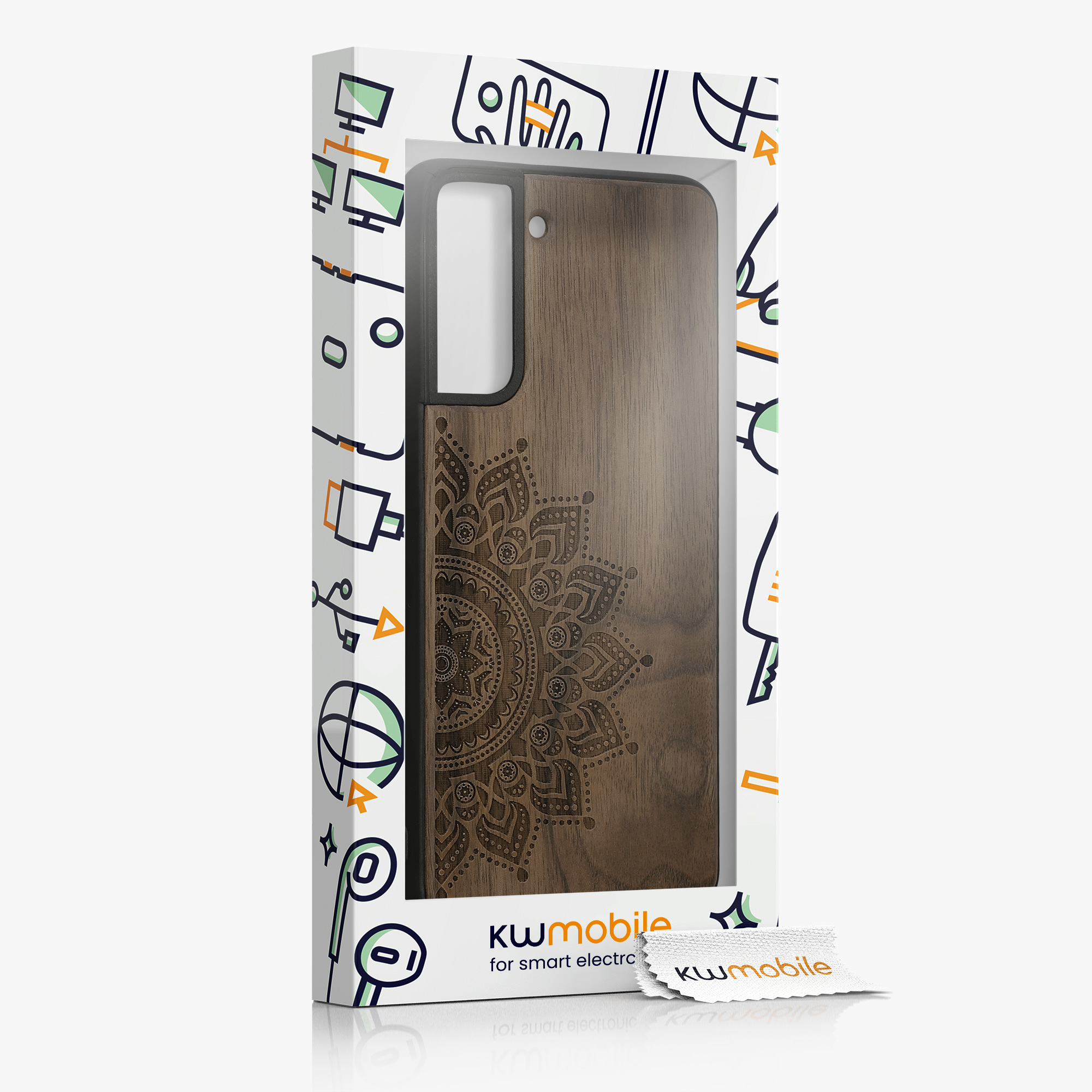 Dřevěný kryt na mobil Samsung Galaxy S21 kwmobile tmavě hnědý