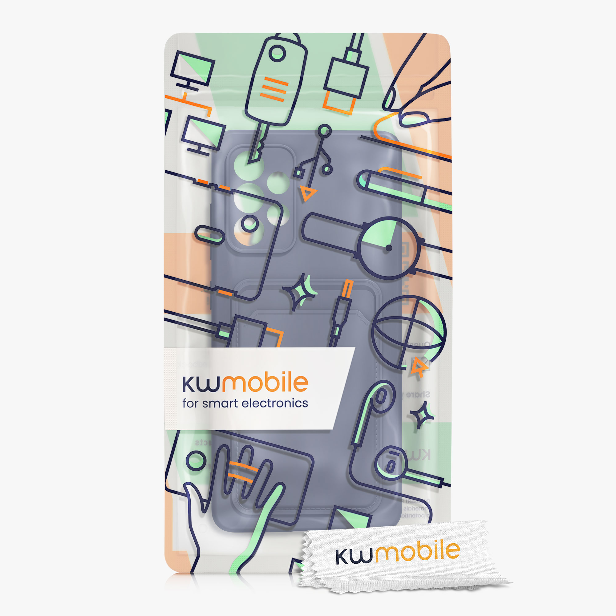 Kryt na mobil Samsung Galaxy A52 / A52 5G / A52s 5G kwmobile TPU s přihrádkou na kartu Tmavě modrá