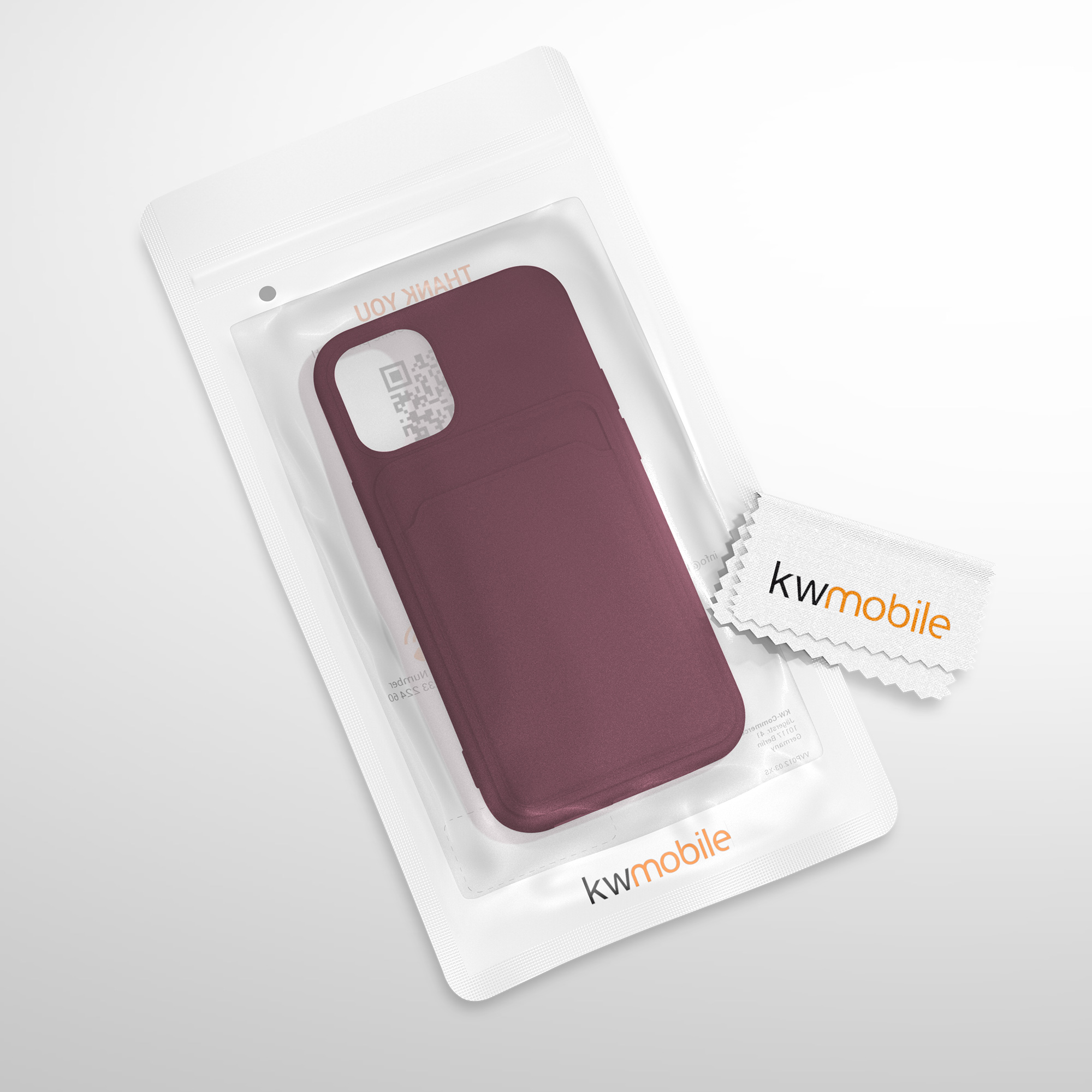 Kryt s přihrádkou kwmobile pro iPhone 12 mini - tawny červená
