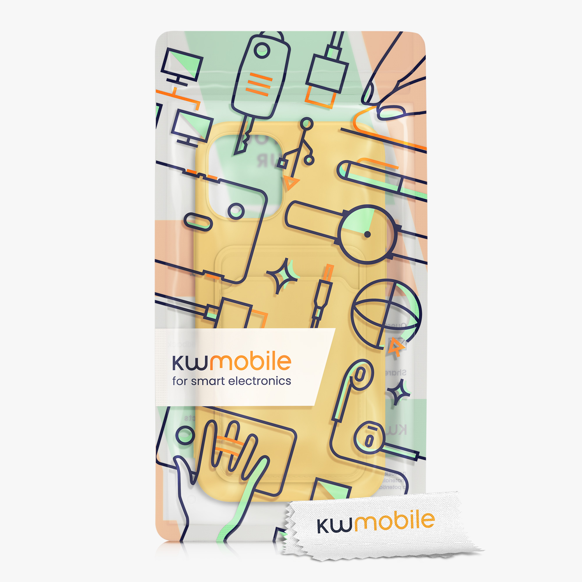 Kryt s přihrádkou kwmobile pro iPhone 12 / iPhone 12 Pro - zářivě žlutá
