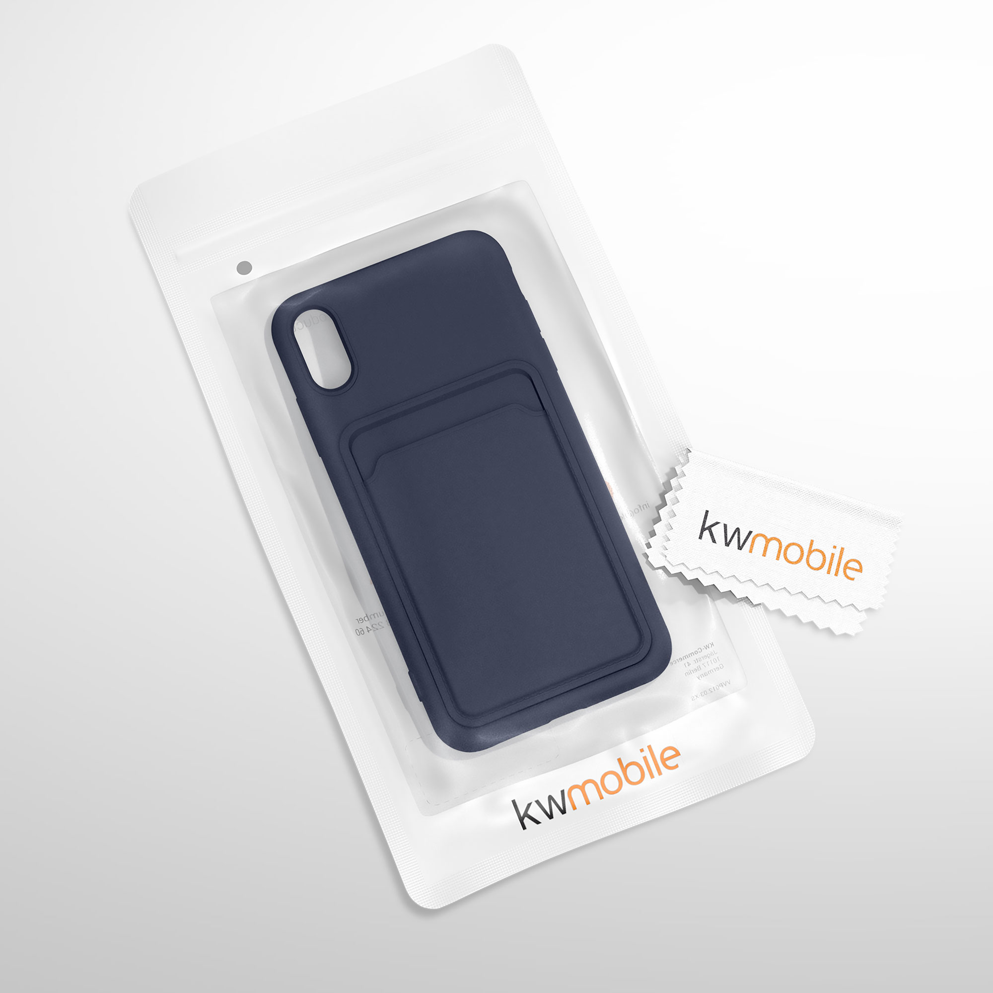 Kryt na mobil s držákem karty kwmobile pro Apple iPhone XR - tmavě modrá