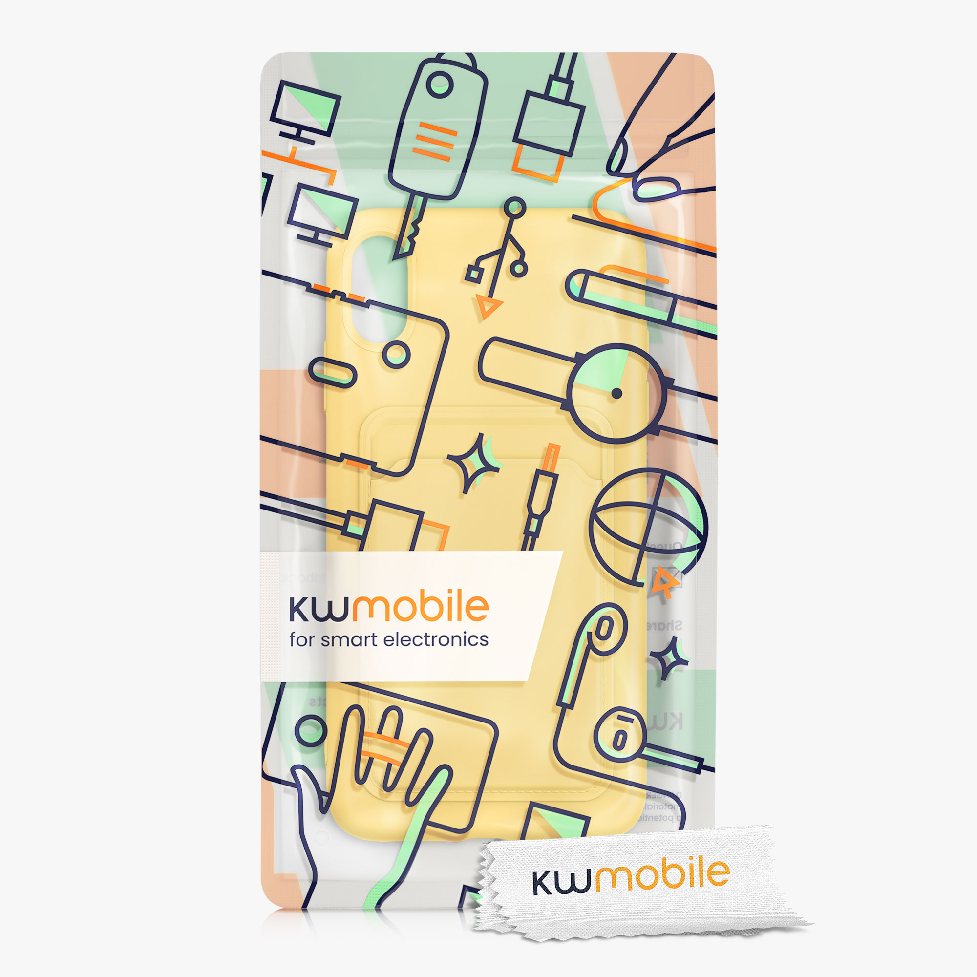 Kryt na mobil s držákem karty kwmobile pro Apple iPhone XR - zářivě žlutá