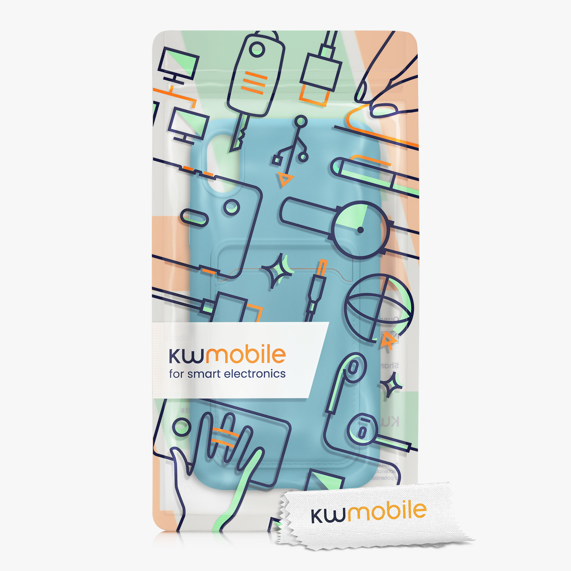 Kryt na mobil s držákem karty kwmobile pro Apple iPhone XR - matná světle modrá