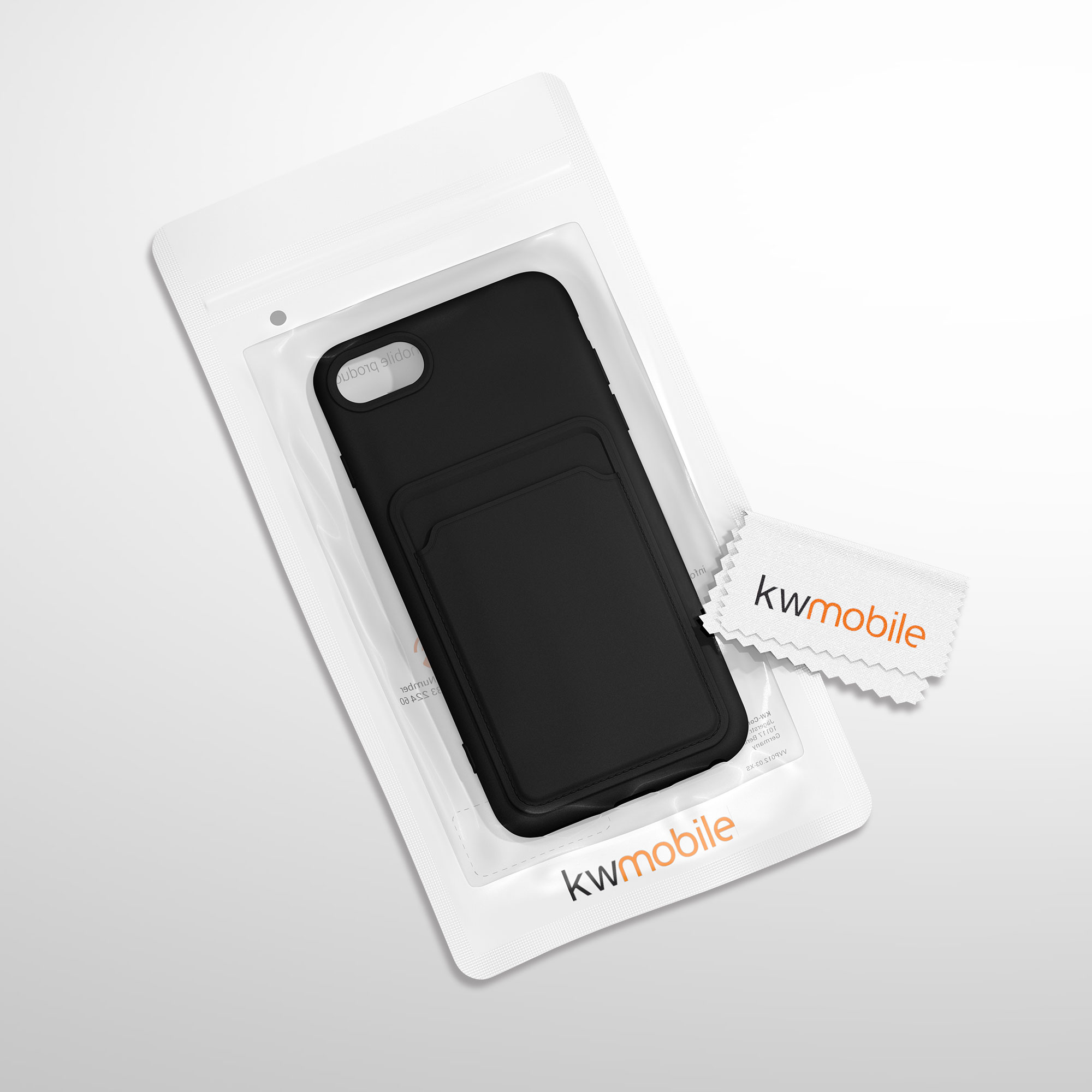 Kryt s držákem karty kwmobile pro iPhone SE 2022/2020/8/7 - černá