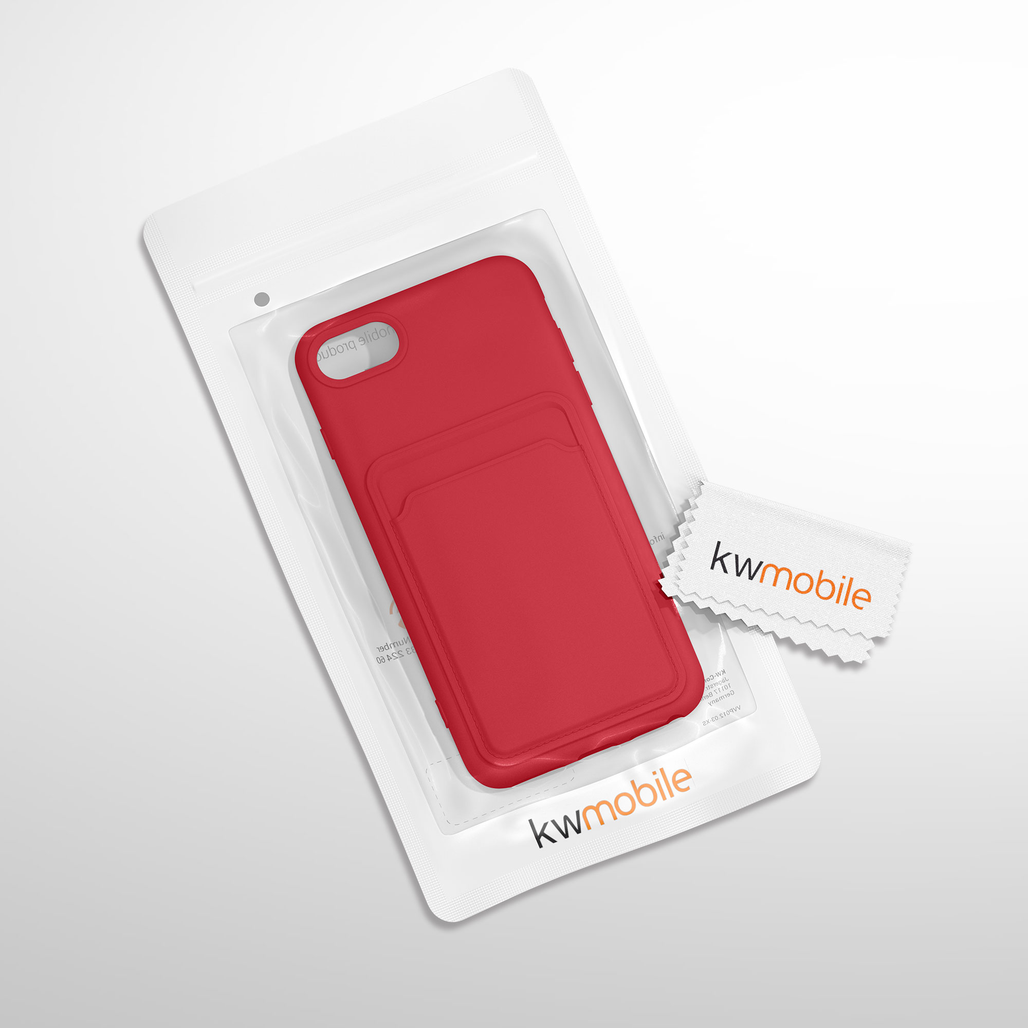 Kryt s držákem karty kwmobile pro iPhone SE 2022/2020/8/7 - červená