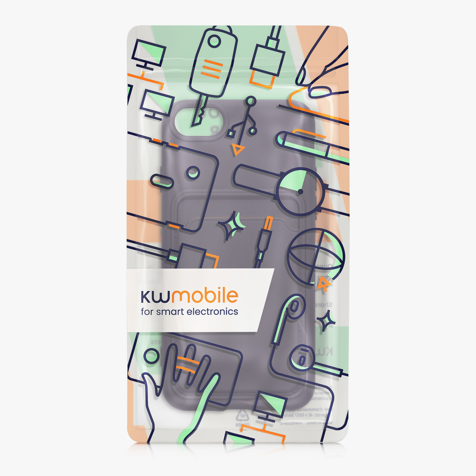 Kryt s držákem karty kwmobile pro iPhone SE 2022/2020/8/7 - baltská modrá