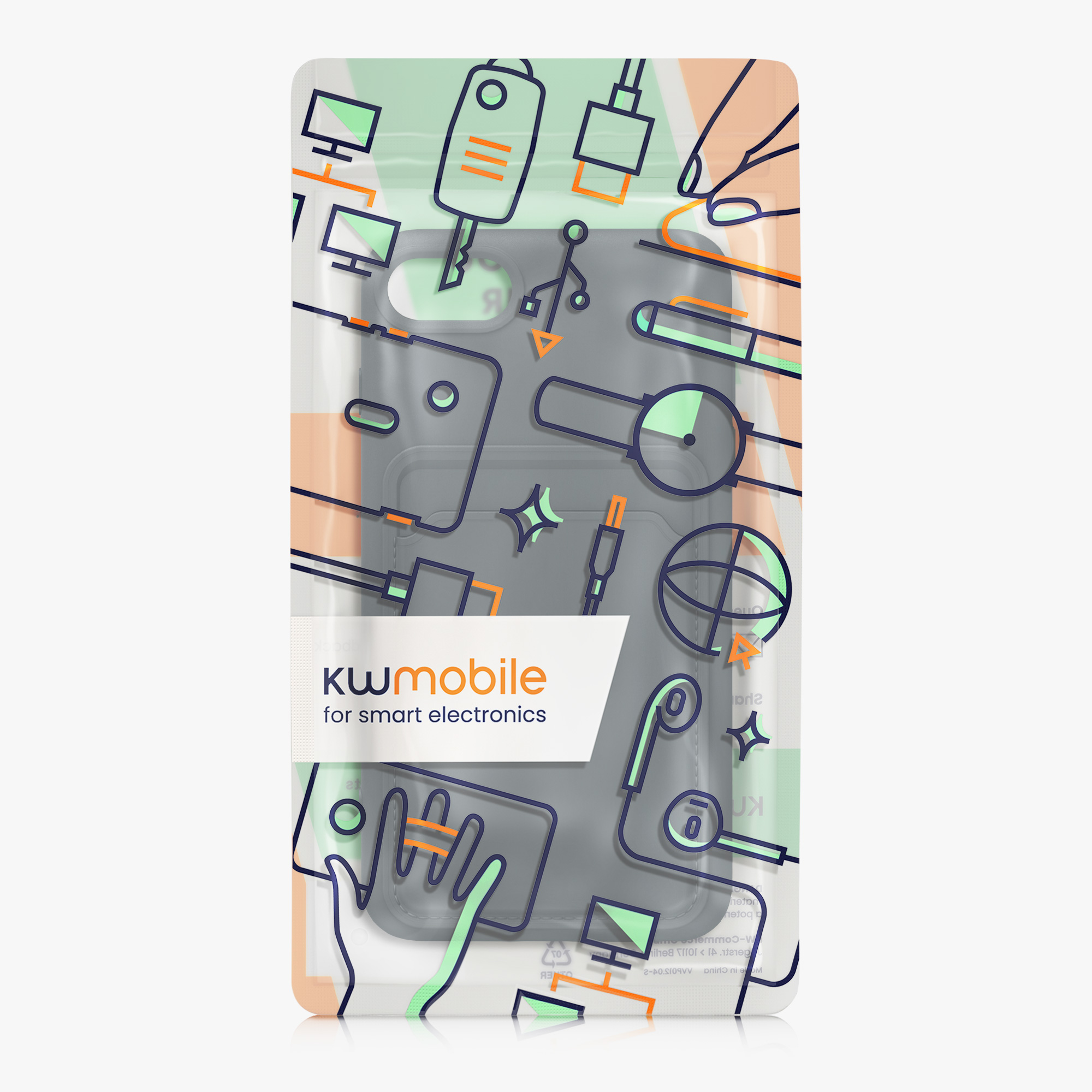 Kryt s držákem karty kwmobile pro iPhone SE 2022/2020/8/7 - tmavě břidlicová