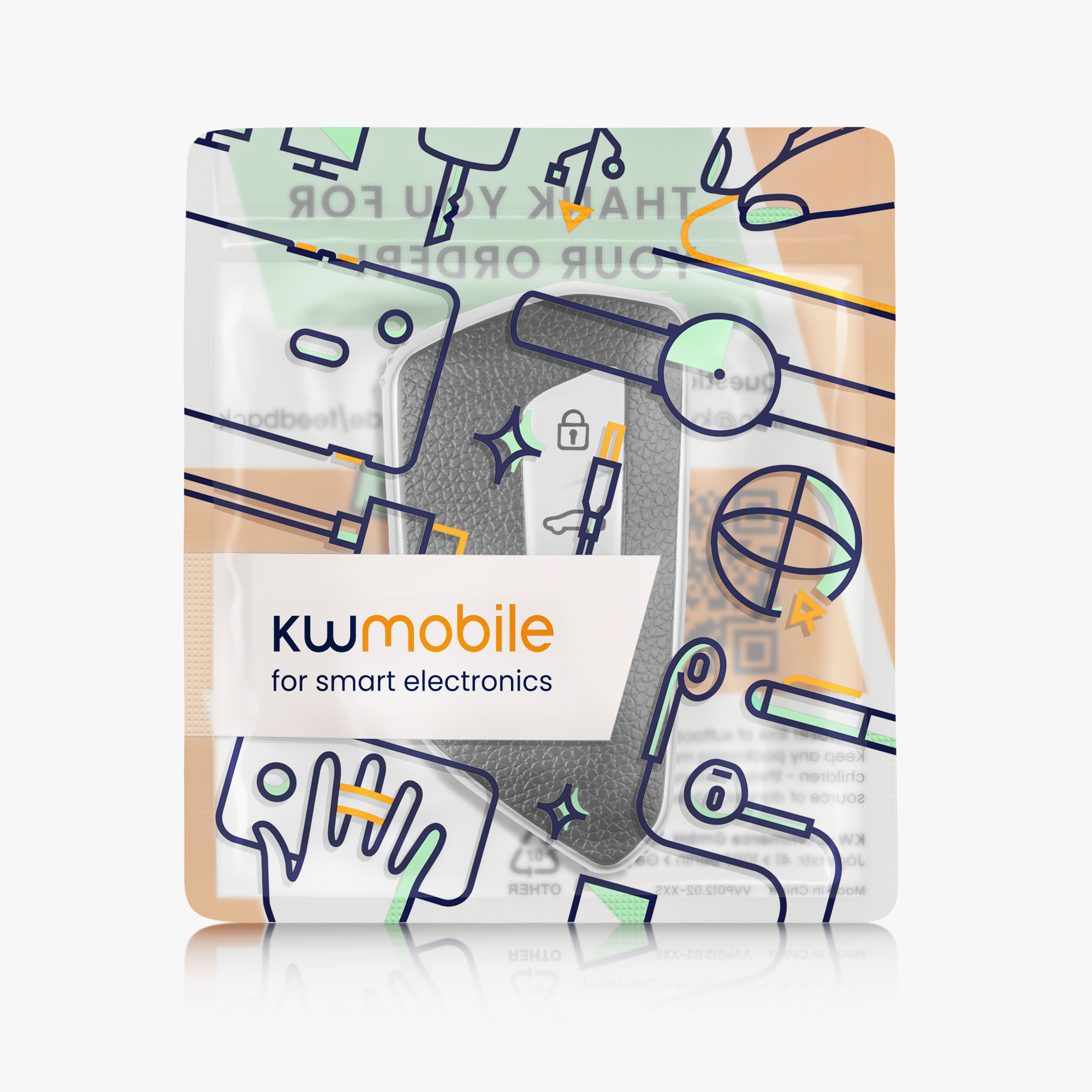 Pouzdro na klíč od auta kwmobile pro VW Golf 8, ID.3/ID.4/ID.5/ID.7, Seat/Škoda/Cupra - stříbrná / černá