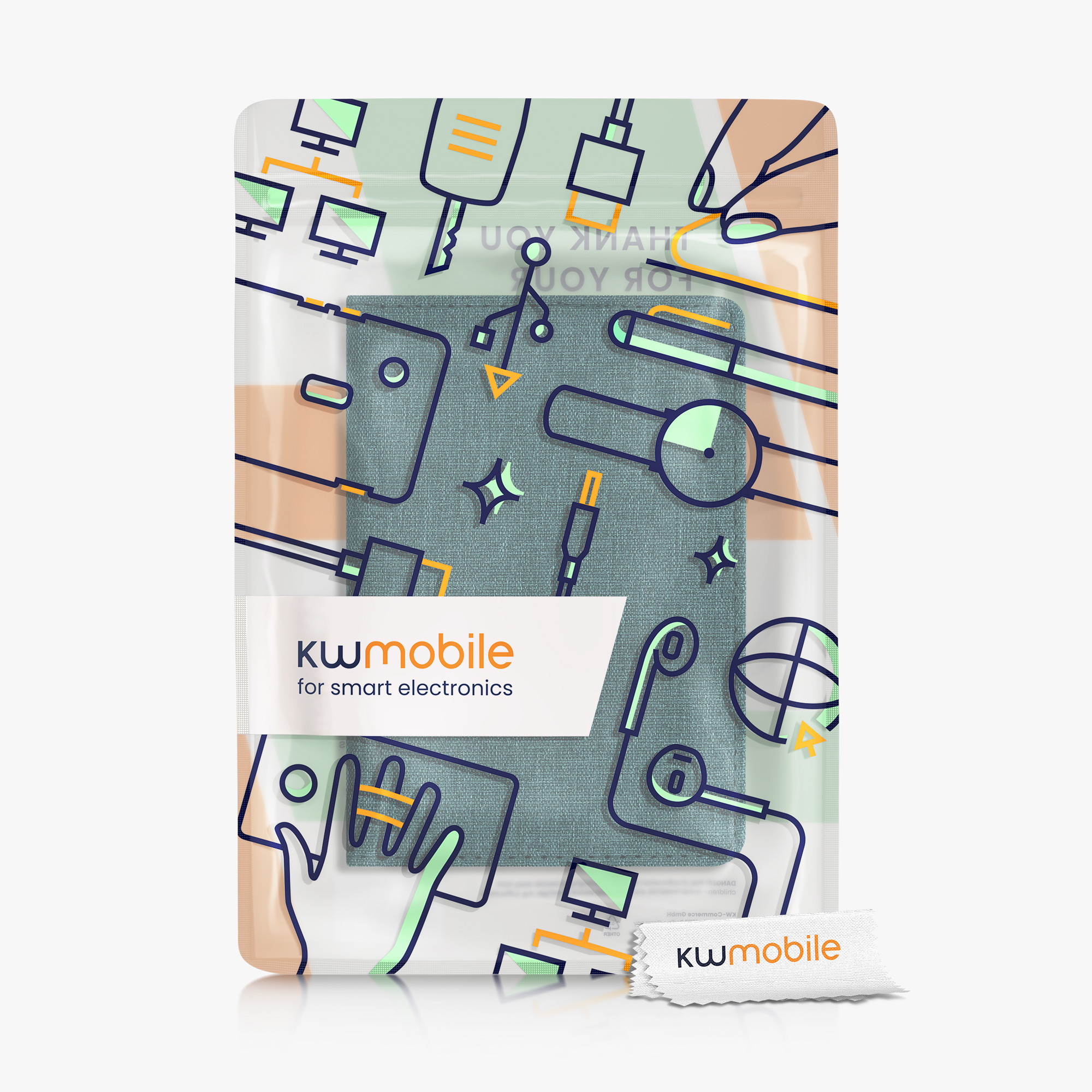 Obal na doklady od auta kwmobile textilní povrch - 12 × 17,5 cm otevřené / 9,2 × 13 cm složené - petrolejová