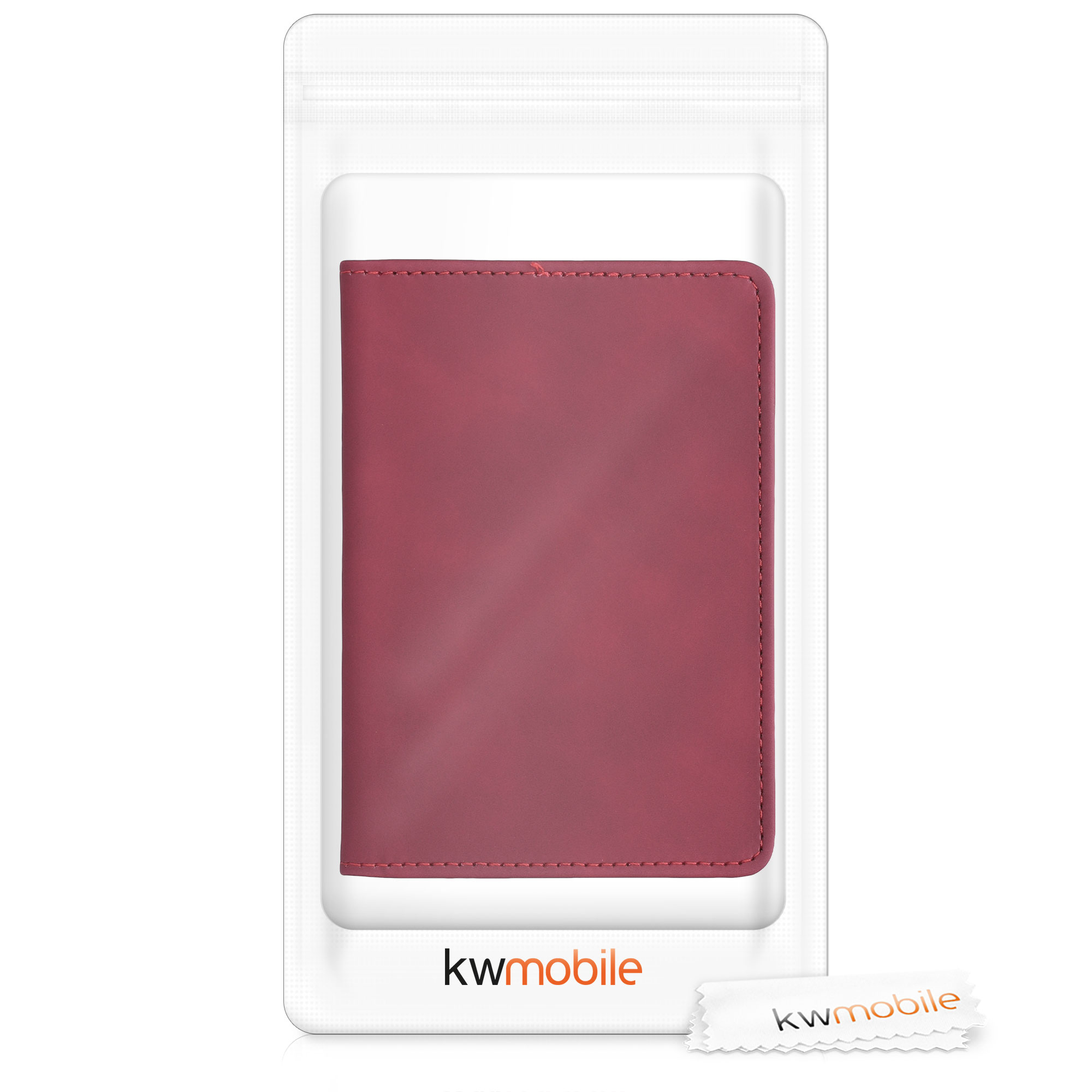 Obal na doklady od auta kwmobile 12 x 17,5 cm / 9,2 x 13 cm umělý nubuk - tmavě červená