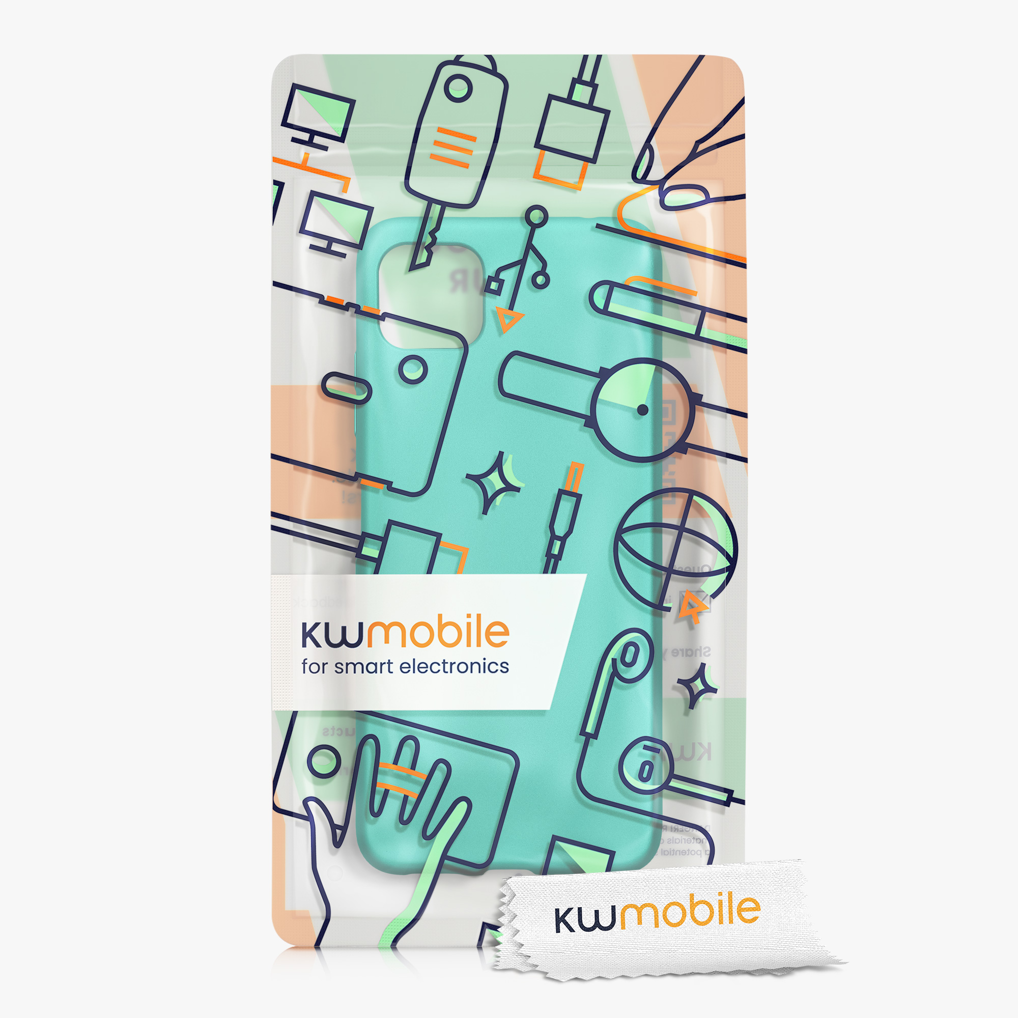 Kryt na mobil Samsung Galaxy A22 5G kwmobile TPU metalický Metalická tyrkysová