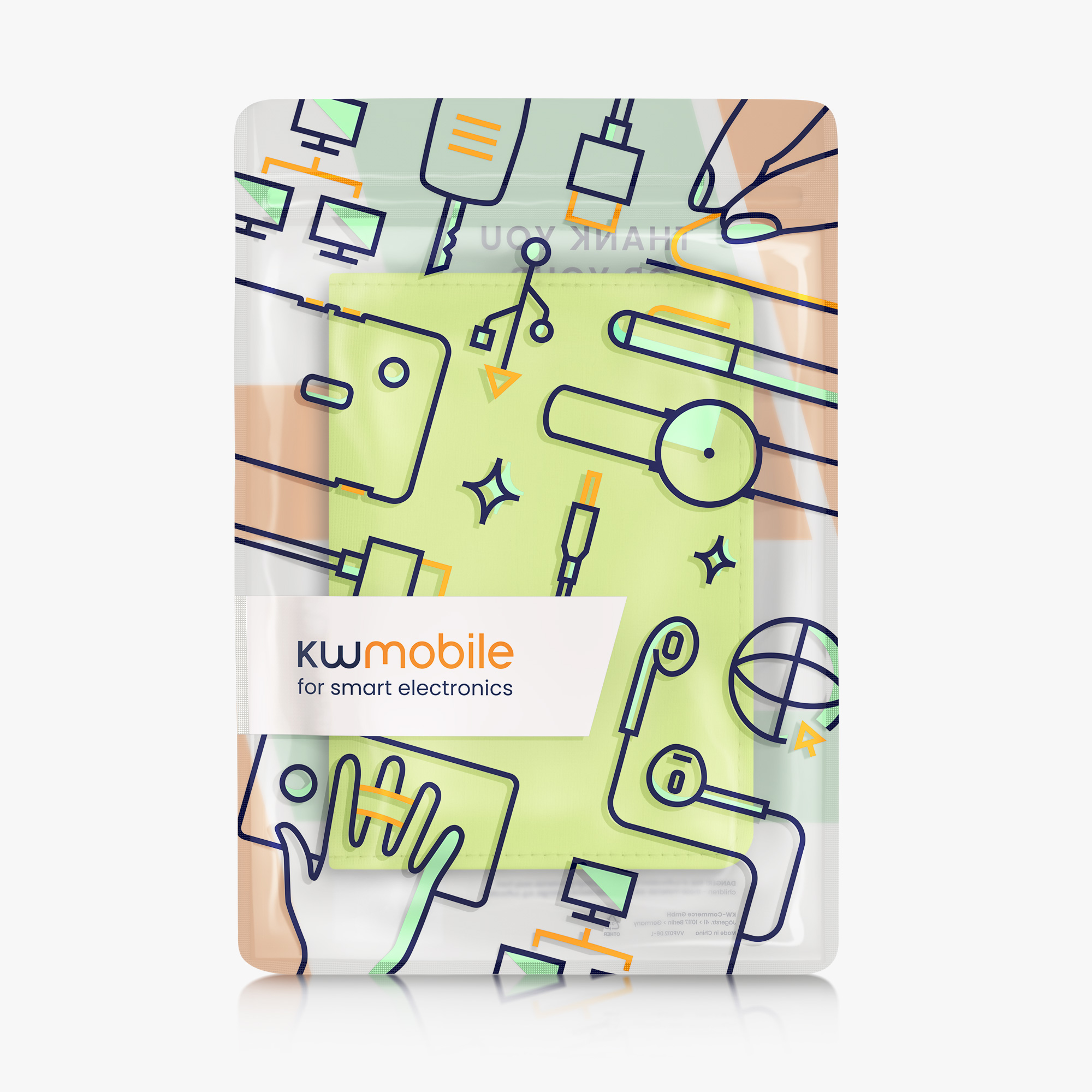 Obal na doklady od auta kwmobile 12 x 17,5 cm / 9,2 x 13 cm neopren - neonově zelená