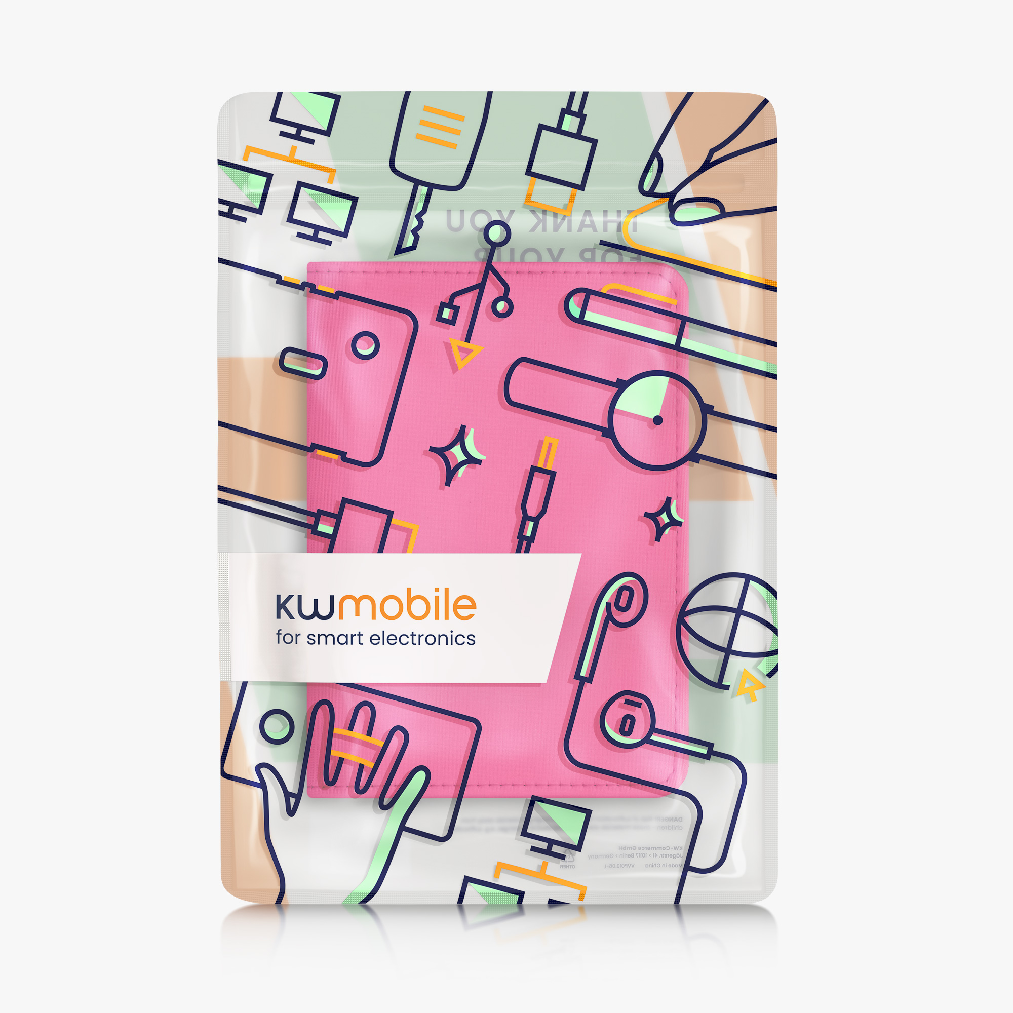 Obal na doklady od auta kwmobile 12 x 17,5 cm / 9,2 x 13 cm neopren - neonově růžová