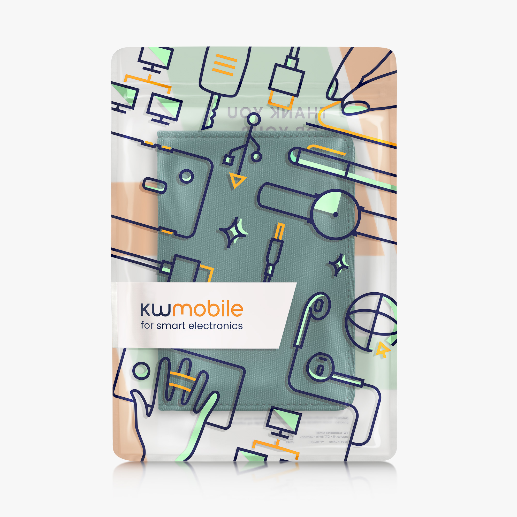 Obal na doklady od auta kwmobile neopren - 12 × 17,5 cm otevřené / 9,2 × 13 cm složené - petrolejová