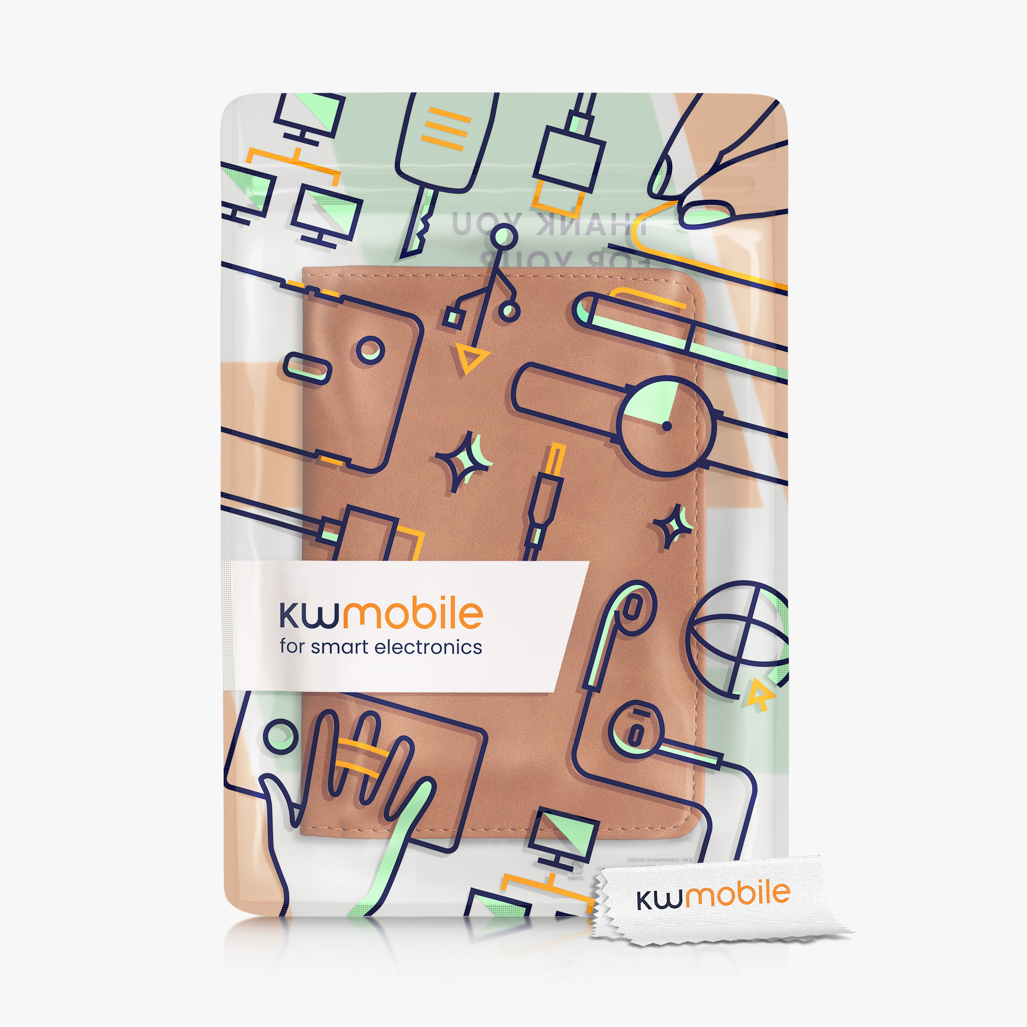 Obal na doklady od auta kwmobile 12 x 17,5 cm / 9,2 x 13 cm syntetický semiš - světle hnědá