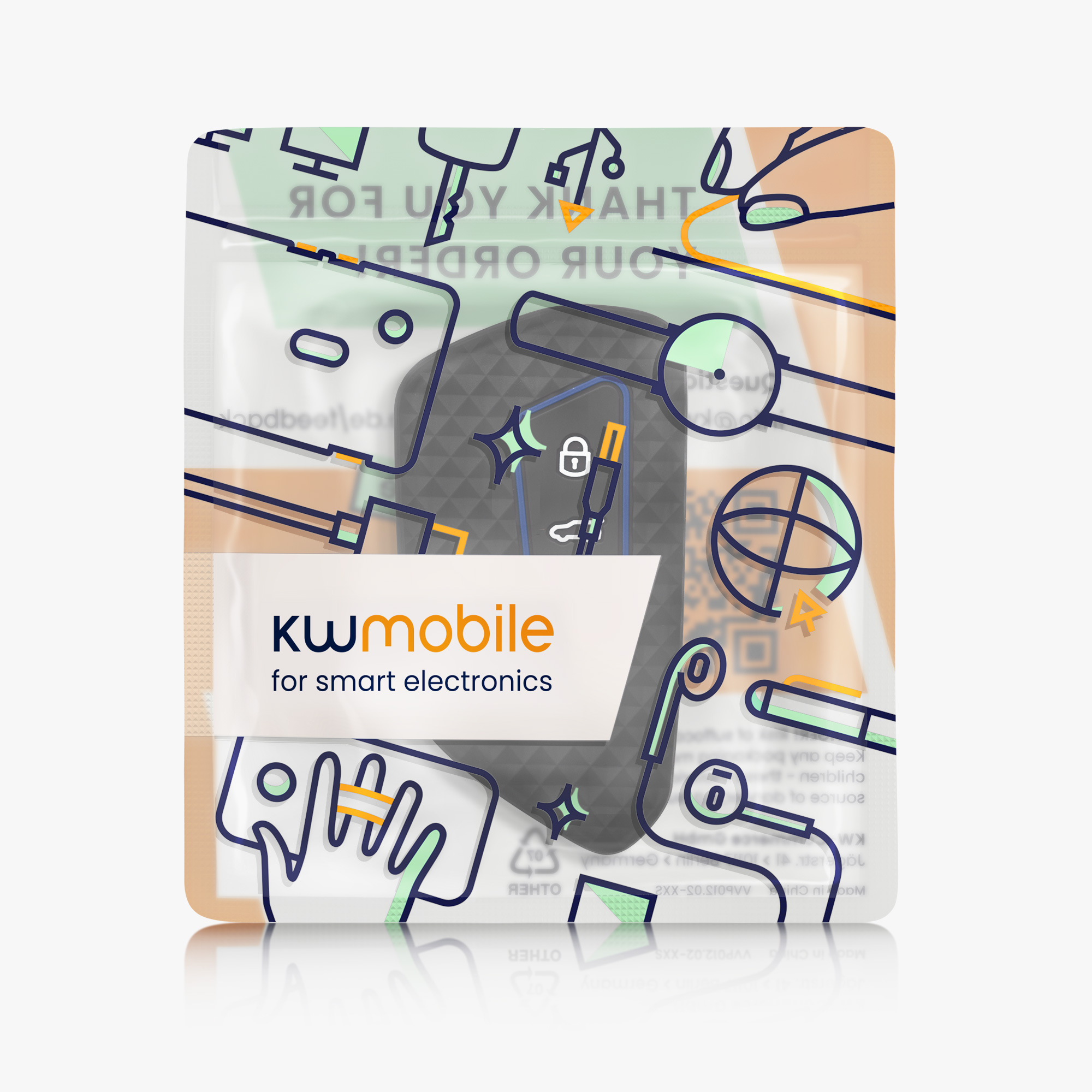 Pouzdro na klíč od auta kwmobile pro VW Golf 8, ID.3/ID.4/ID.5/ID.7, Seat/Škoda/Cupra - černá / modrá