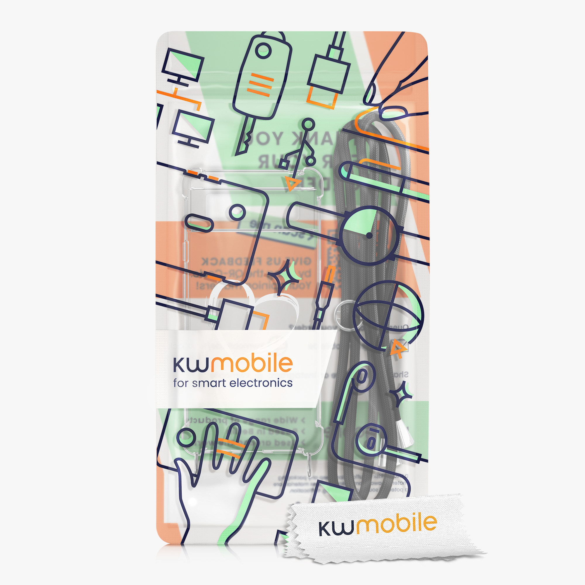 Crossbody kryt kwmobile pro Google Pixel 6 - brushed heart bílá / transparent