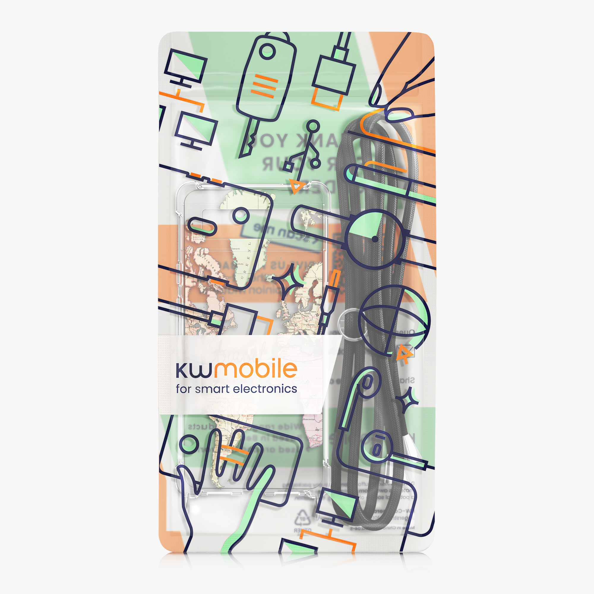 Crossbody kryt kwmobile pro Google Pixel 6 - travel černá / multicolor / transparent