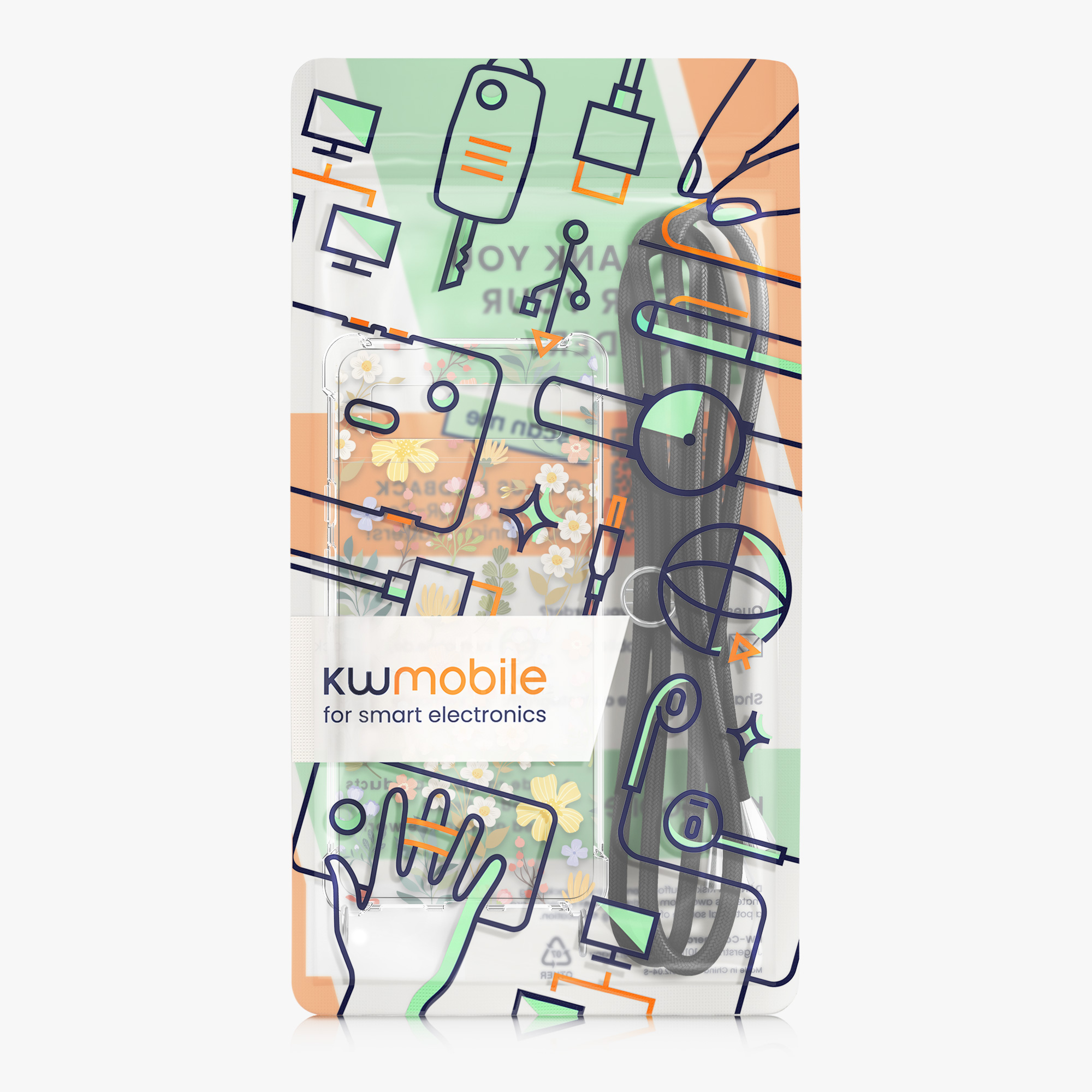 Crossbody kryt kwmobile pro Google Pixel 6 - charming flowers yellow / zelená / transparent