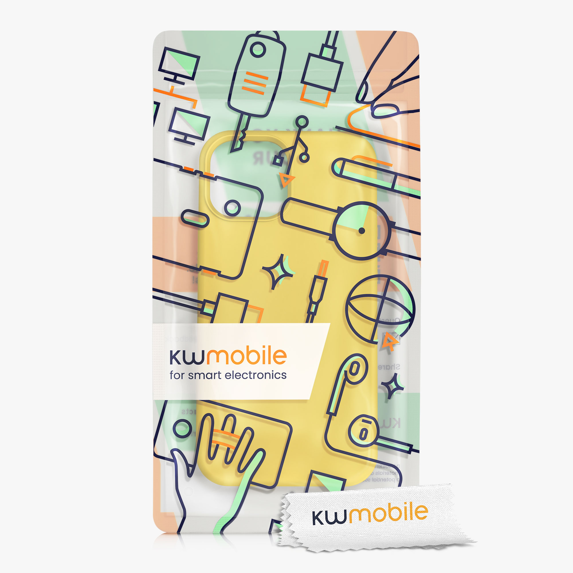 Kryt kwmobile soft-touch iPhone 13 mini žlutá