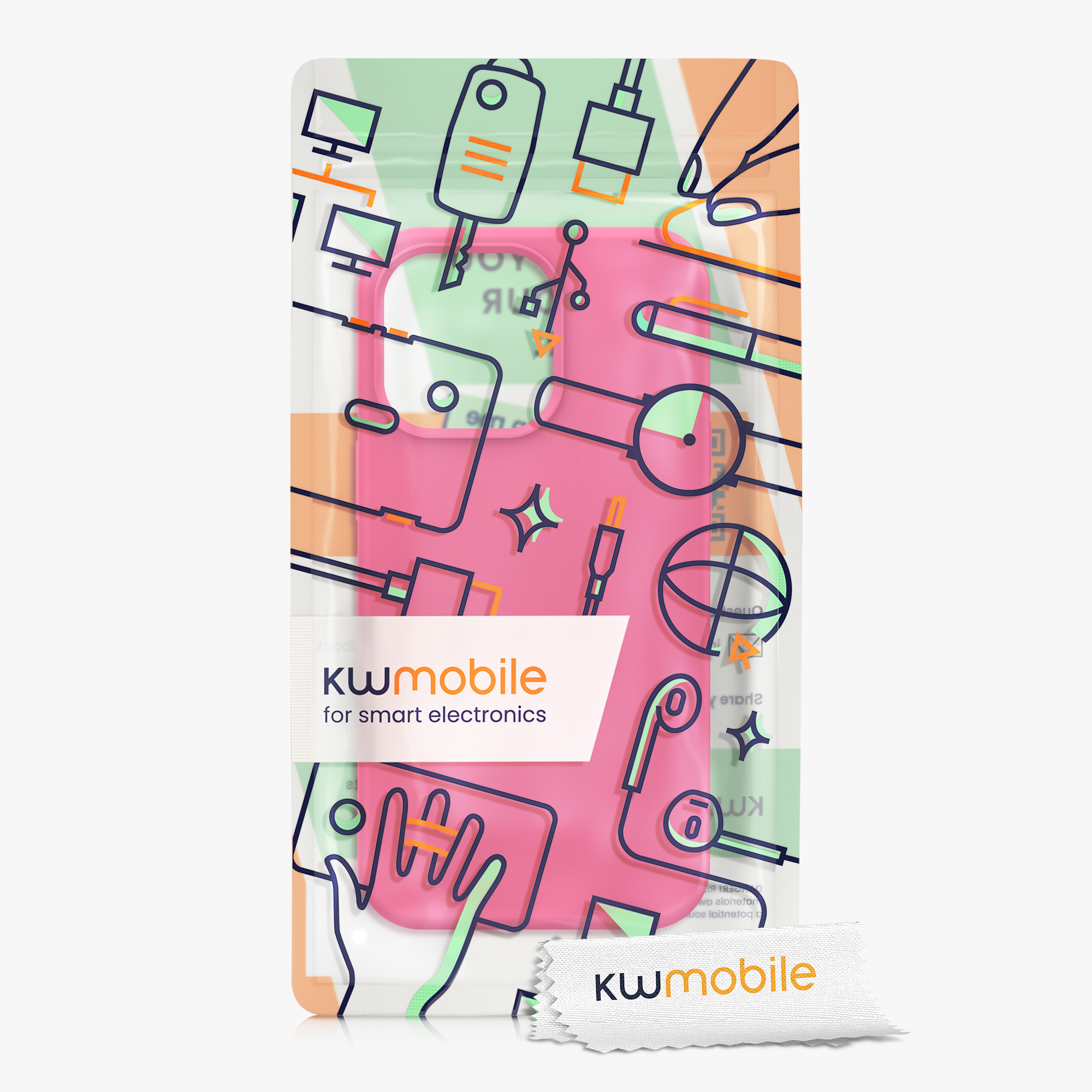 Kryt kwmobile soft-touch iPhone 13 Pro neonově růžová