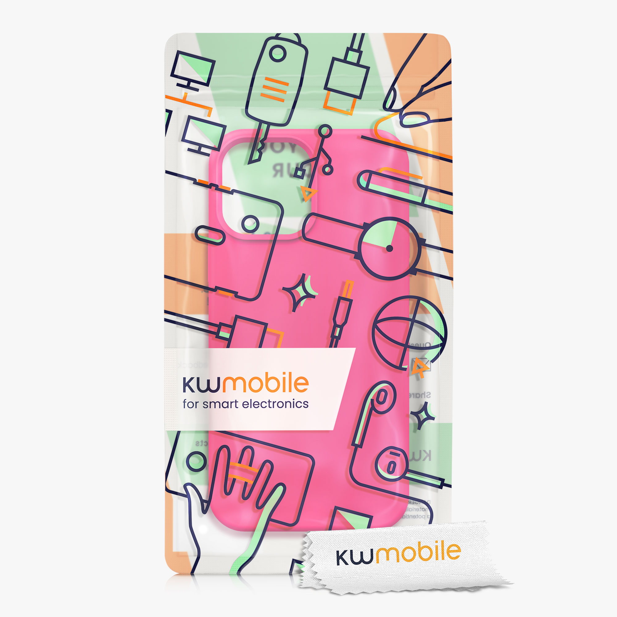 Kryt kwmobile soft-touch iPhone 13 Pro Max neonově růžová