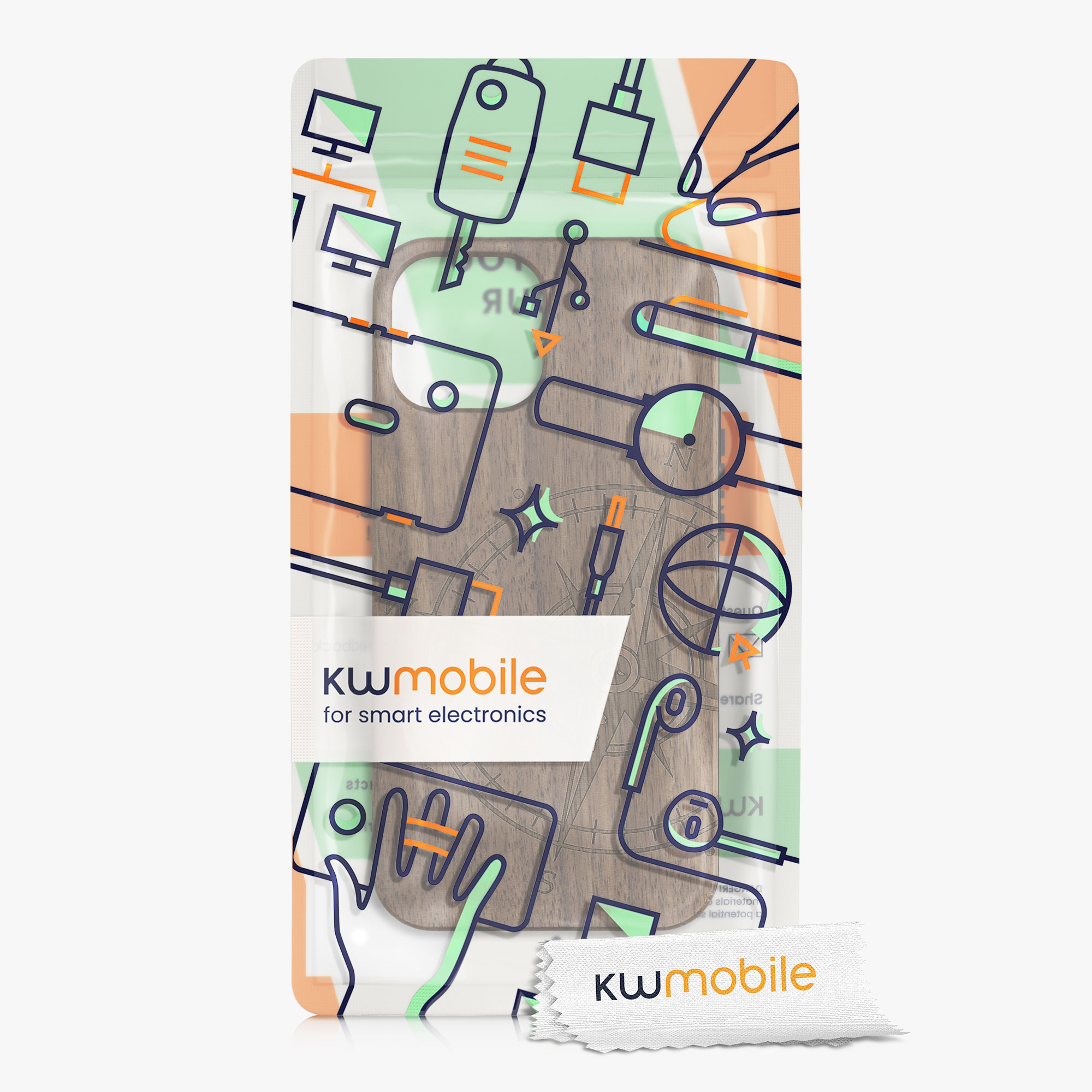 Kryt kwmobile dřevo iPhone 13 mini tmavě hnědá