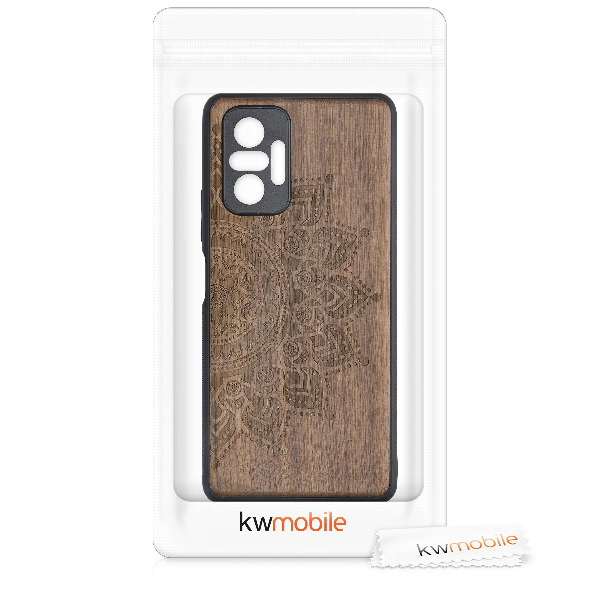 Dřevěný kryt Xiaomi Redmi Note 10 Pro TPU vanička, tmavě hnědý kwmobile