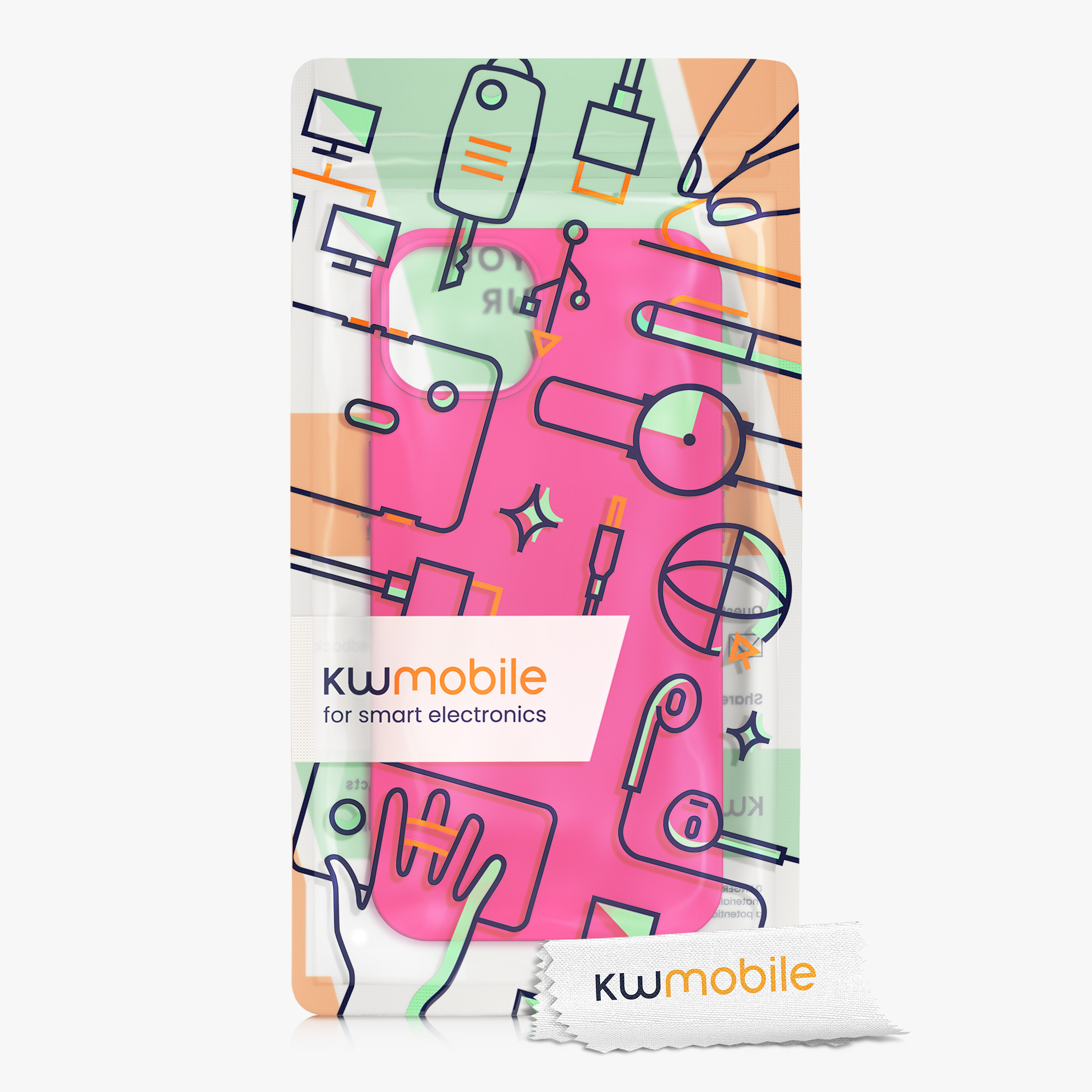Silikonový kryt kwmobile pro iPhone 13 - neonově růžová